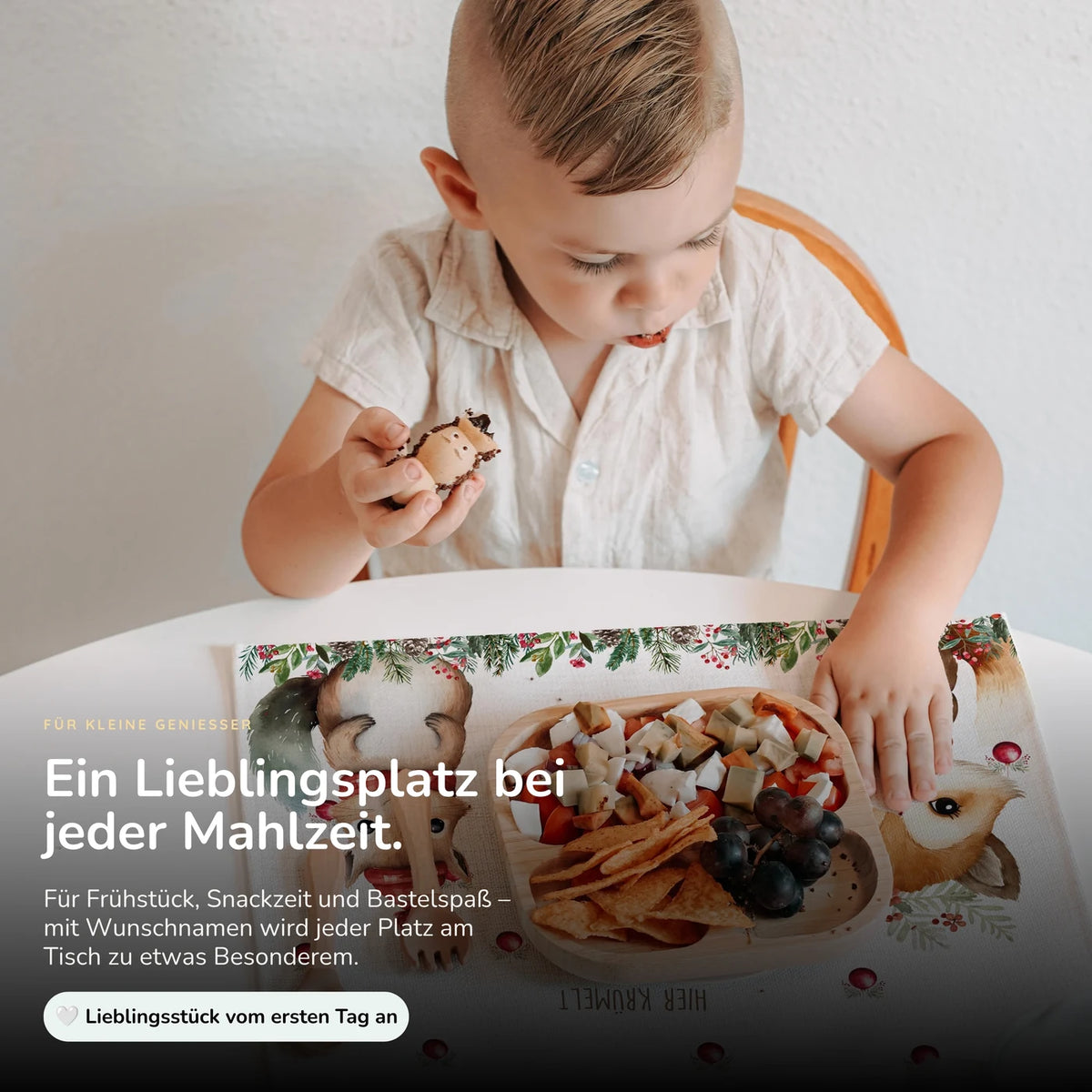 Tischset Kinder personalisiert Weihnachtsmotiv - Tierfreunde im Wald