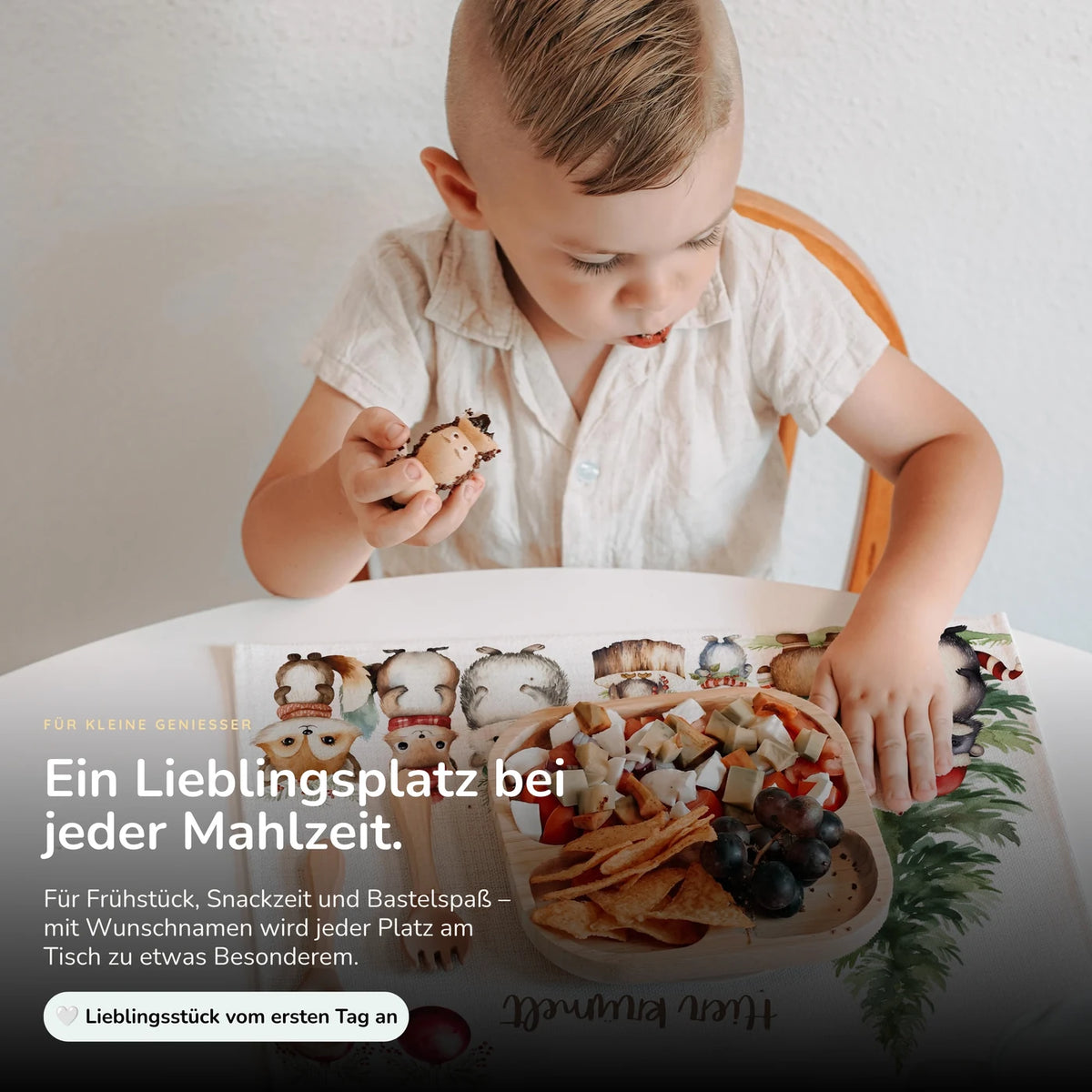 Tischset Kinder personalisiert Weihnachtsmotiv - Glückliche Tiergesellschaft