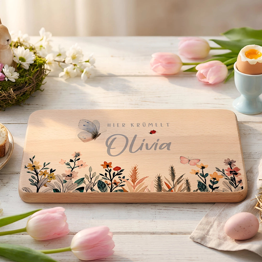 Frühstücksbrettchen Holz personalisiert - Flora