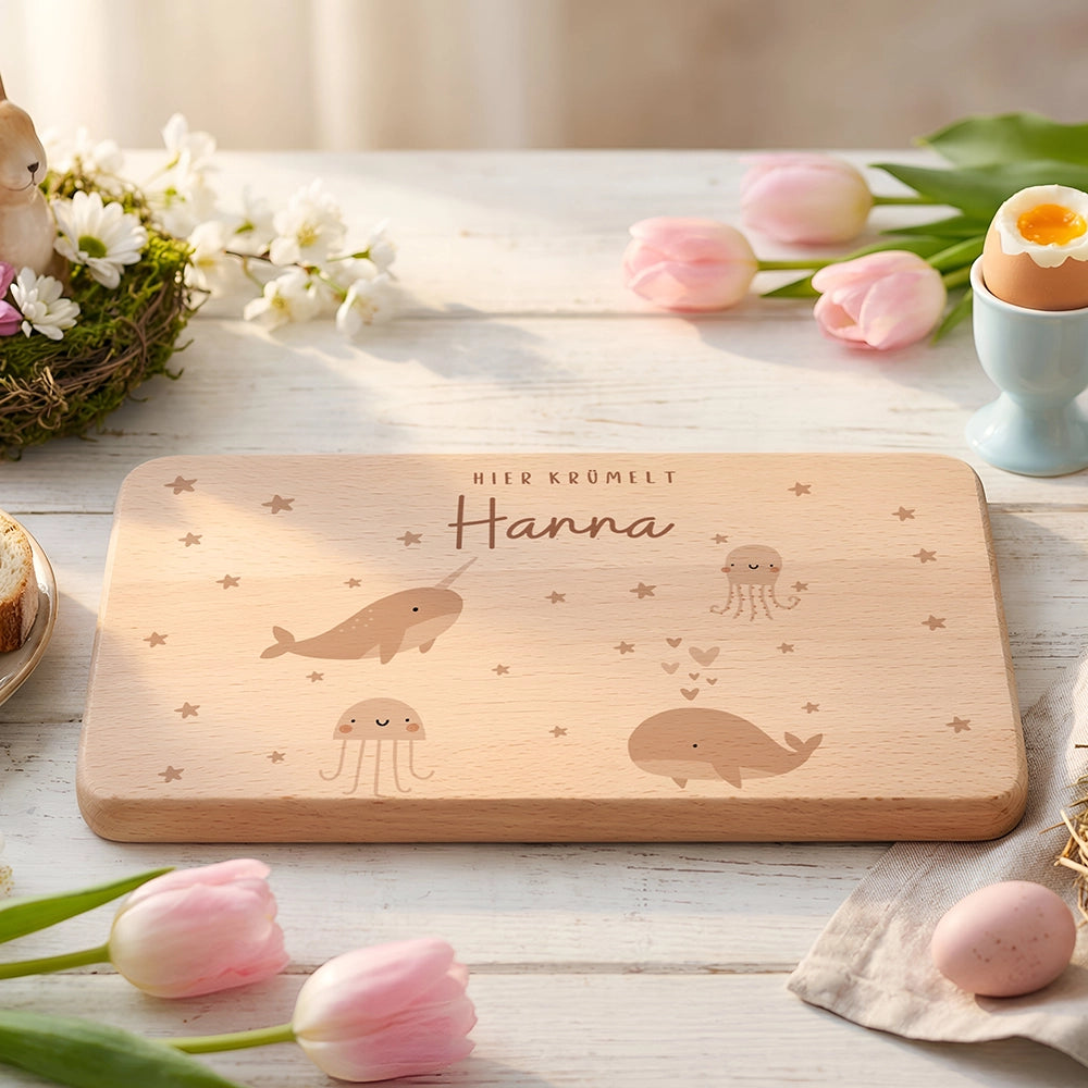 Frühstücksbrettchen Holz personalisiert - Meer