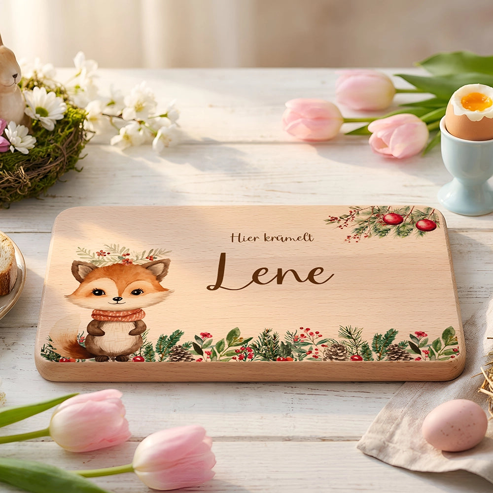 Frühstücksbrettchen Weihnachten mit süßem Fuchs - Geschenk Weihnachten