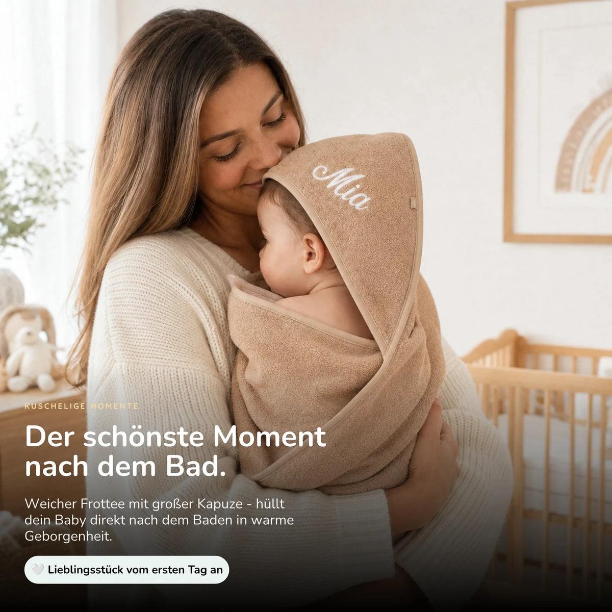Kapuzenhandtuch Baby personalisiert – Biscuit