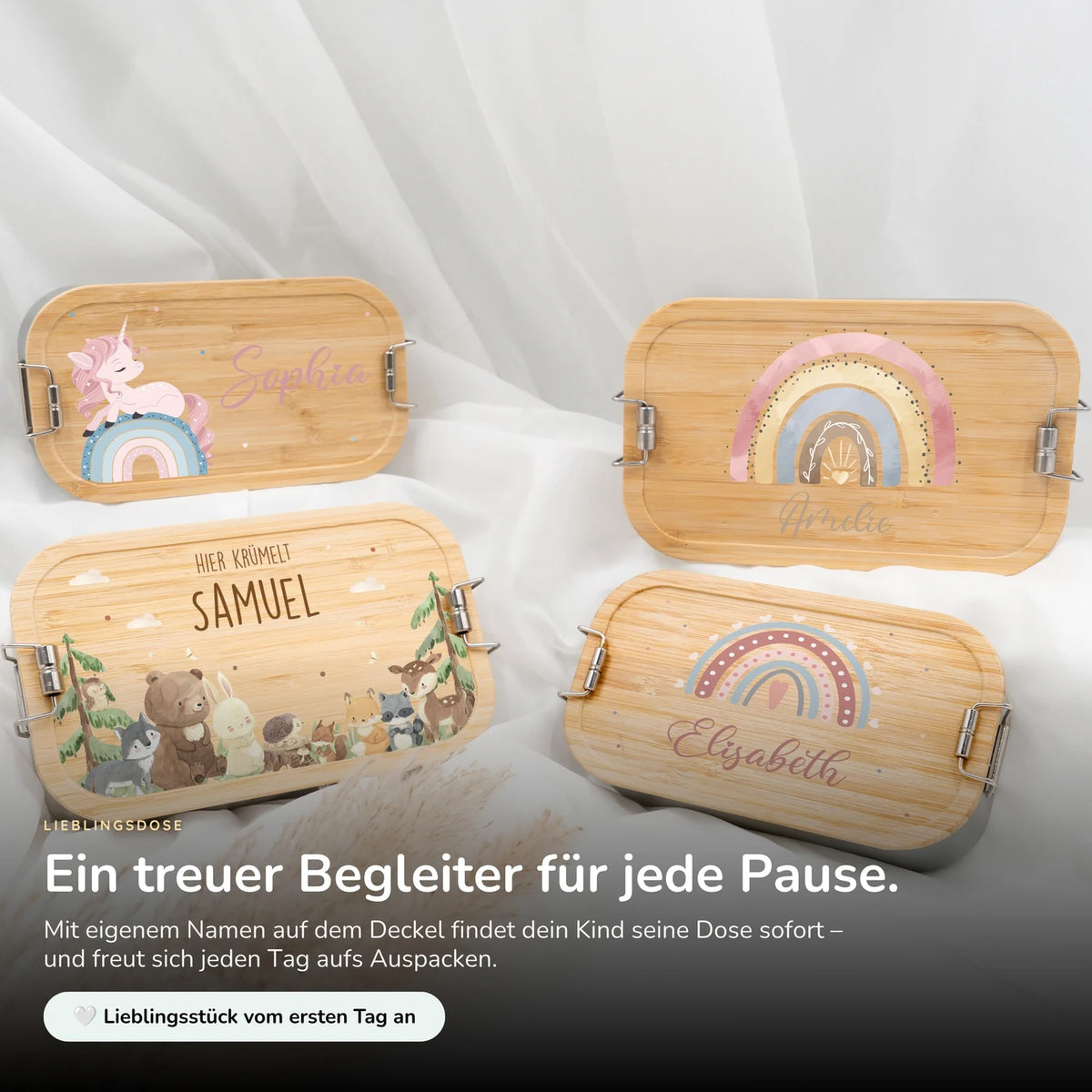 Brotdose Kinder personalisiert - Regenbogen