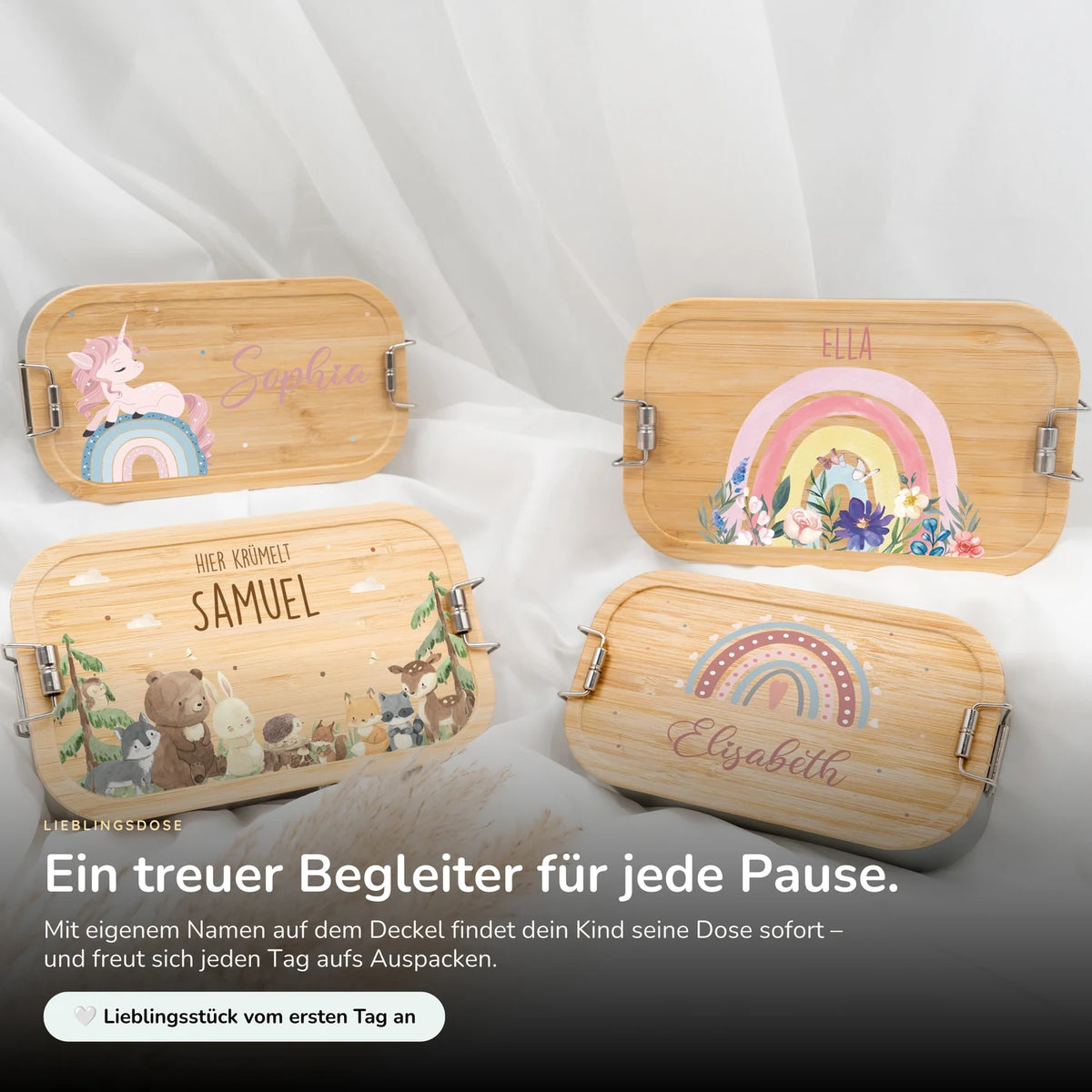 Brotdose Kinder personalisiert - Regenbogen