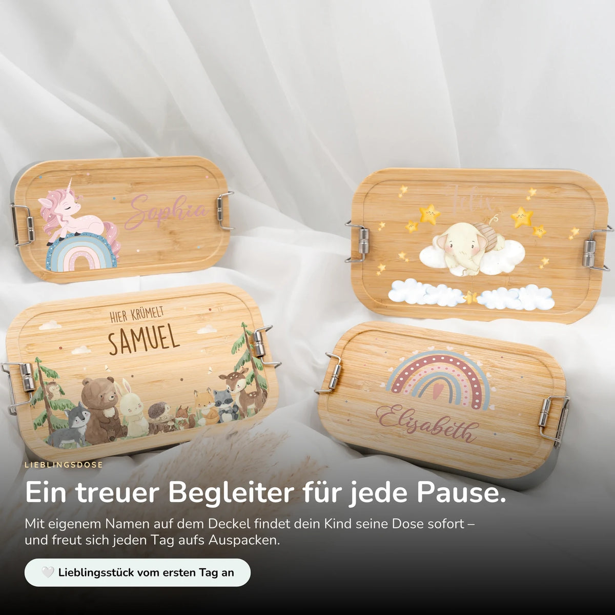 Brotdose Kinder personalisiert - Regenbogen Elefant