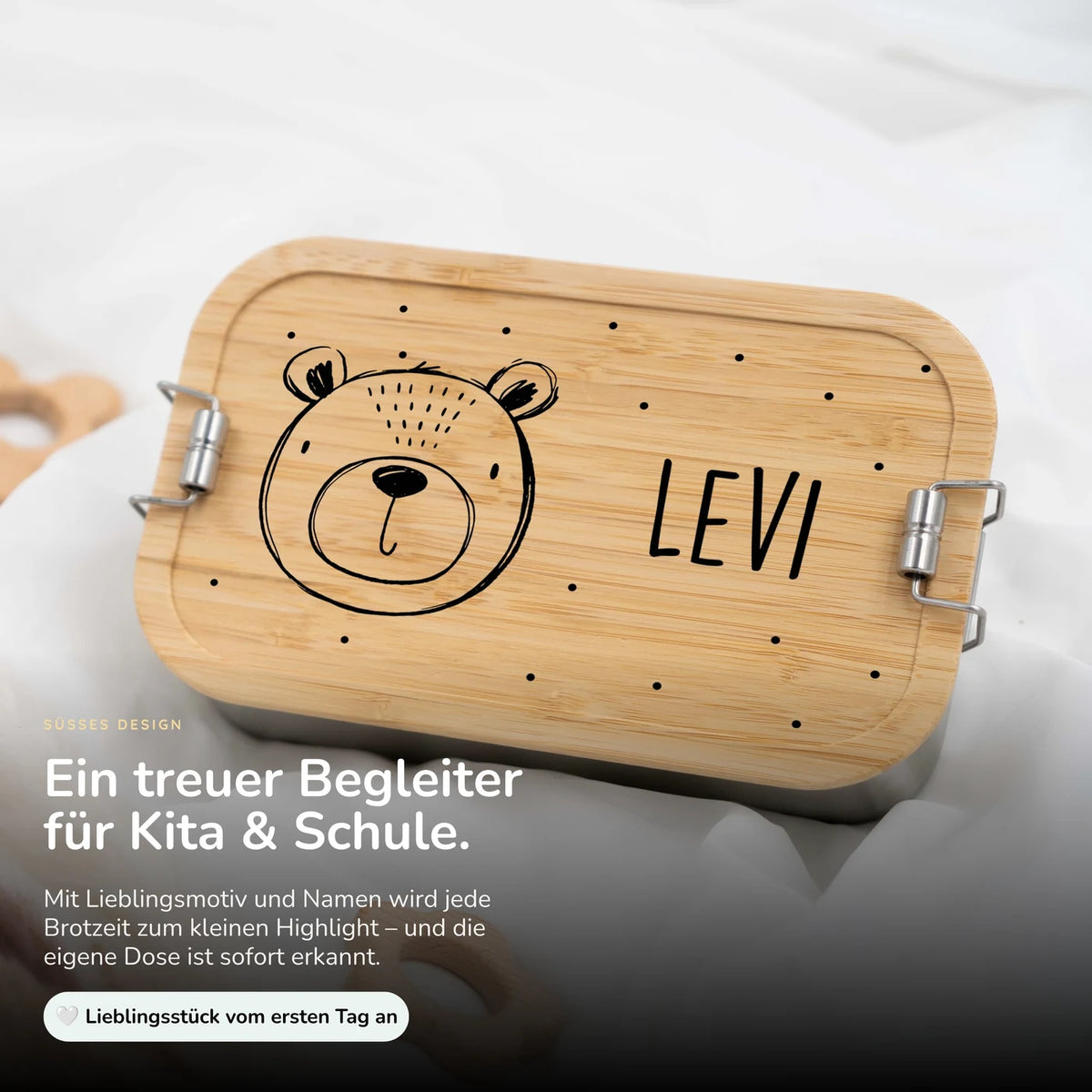 Brotdose personalisiert Bärengesicht graviert