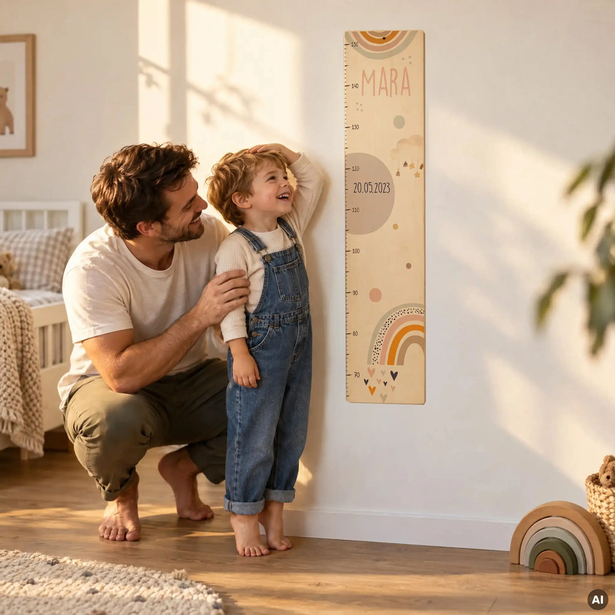 Messlatte Kinder Holz & Aluverbund - Regenbogen