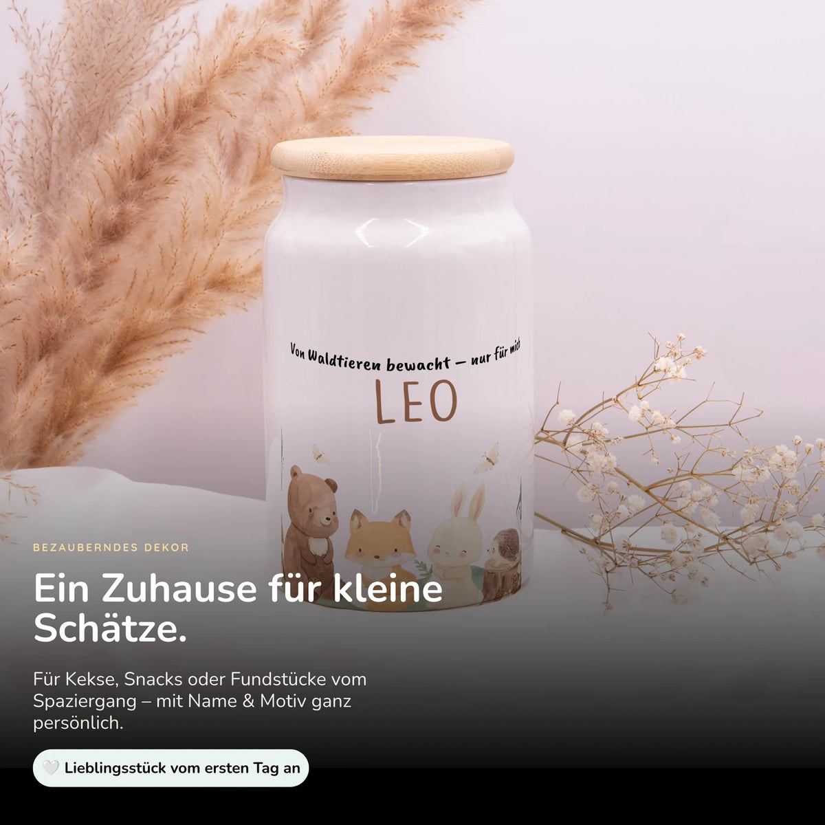 Personalisierbare Keksdose mit Name - Niedlicche Waldtiere