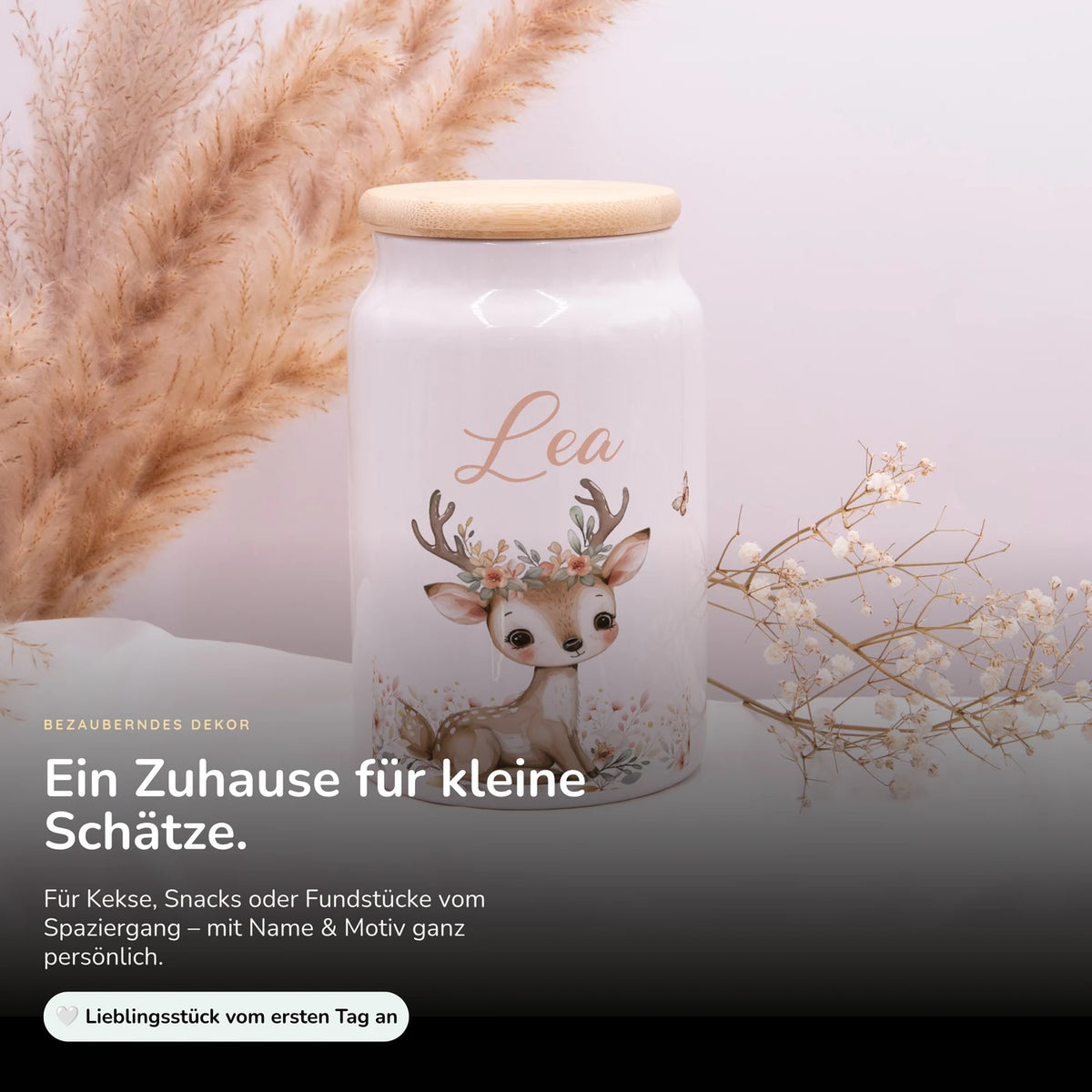 Personalisierbare Keksdose mit Name - Baby Hirsch
