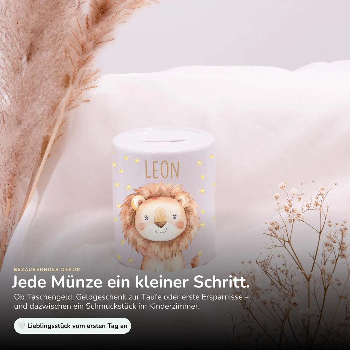 Spardose Kinder aus Keramik  - Zauberhaftes Eichhörnchen auf Einhorn