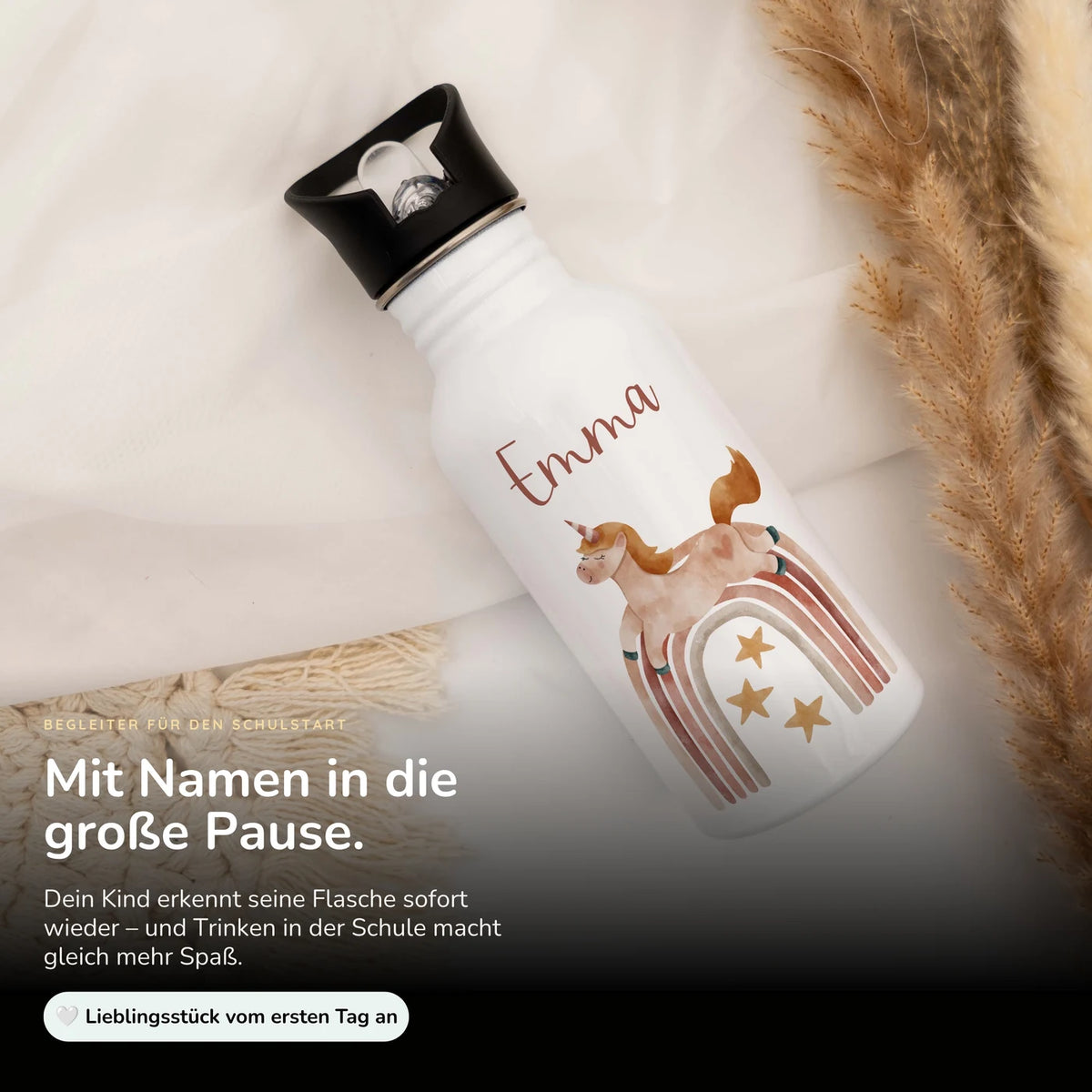 Trinkflasche Kinder Edelstahl - Regenbogen Einhorn