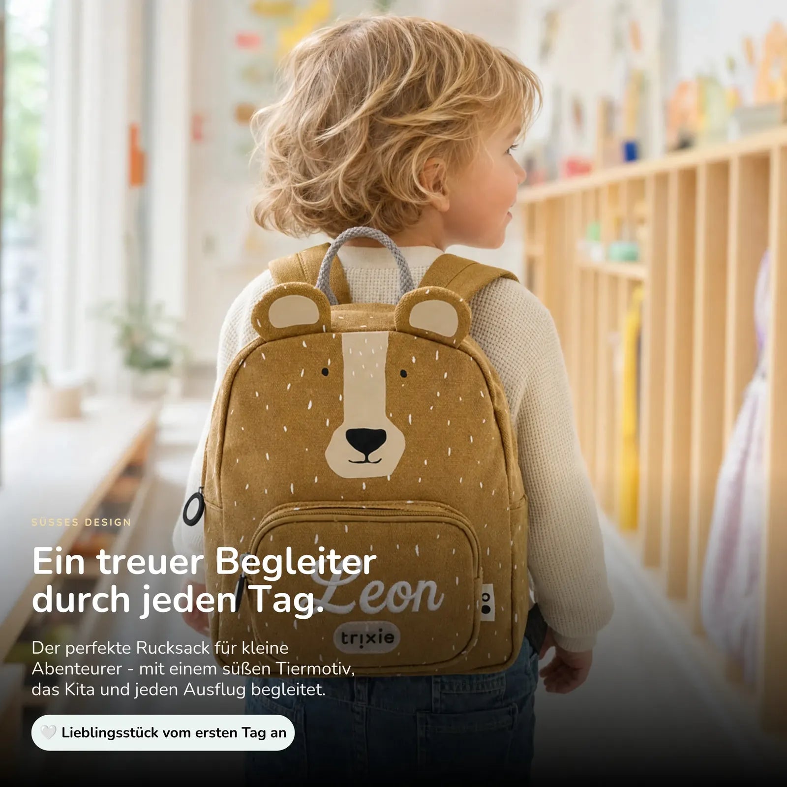 Trixie Kindergartenrucksack Bär, Tiermotiv-Design mit Wunschname