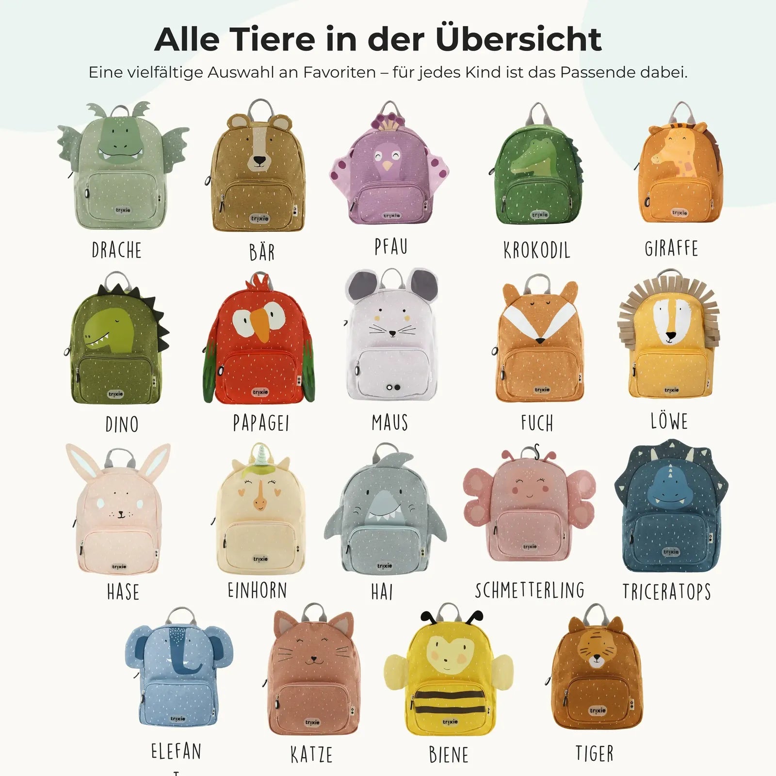 Trixie Kindergartenrucksack Giraffe, Tiermotiv-Design mit Wunschname