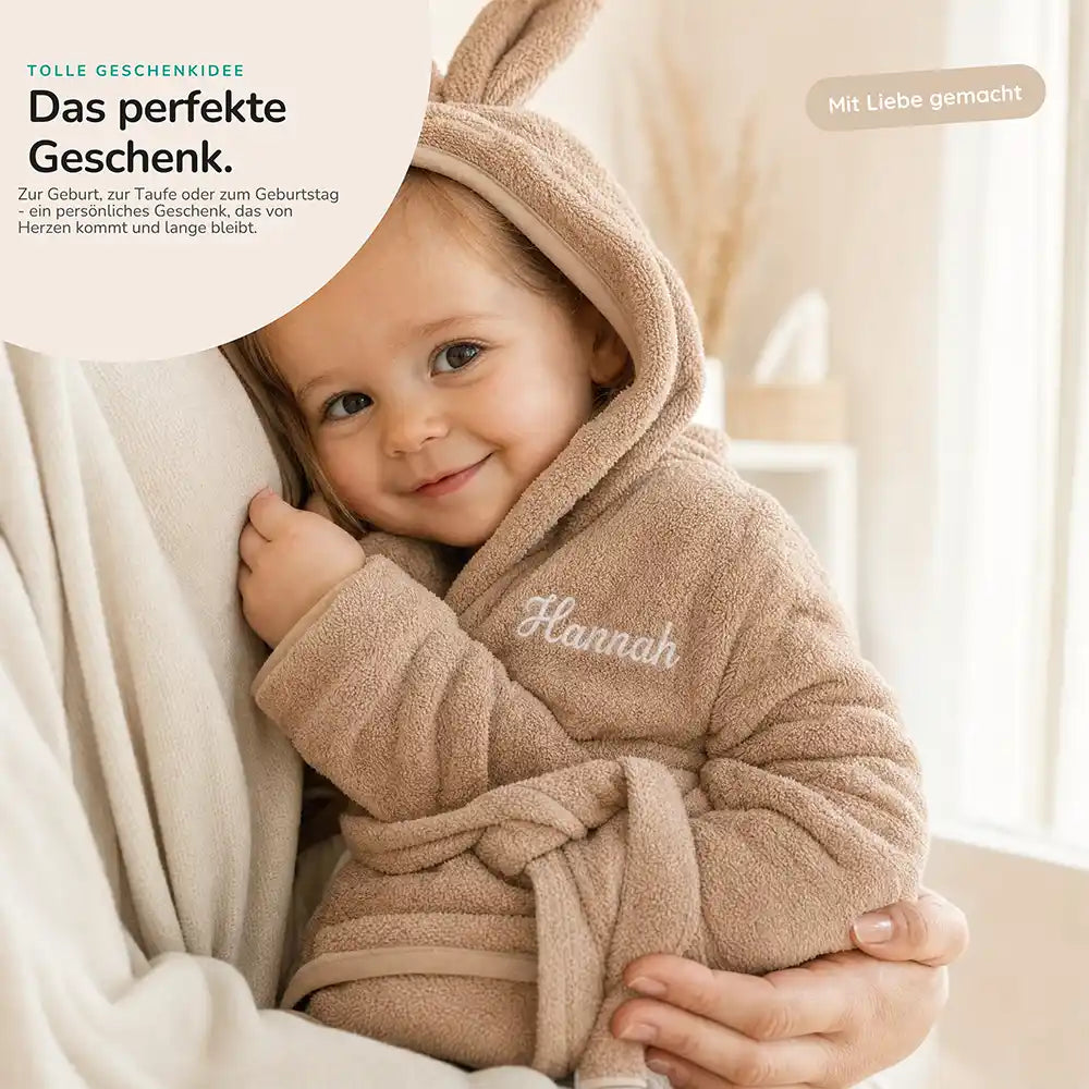 Kinderbademantel mit Namen Jollein Biscuit, mit großer Kapuze