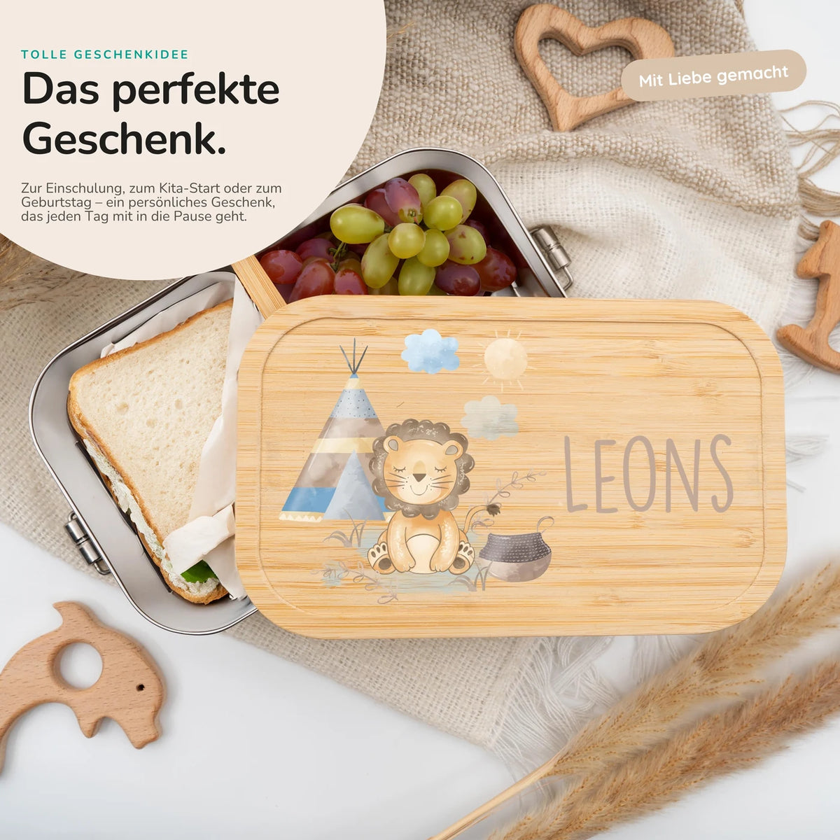 Brotdose Kinder personalisiert - Tipi Löwe