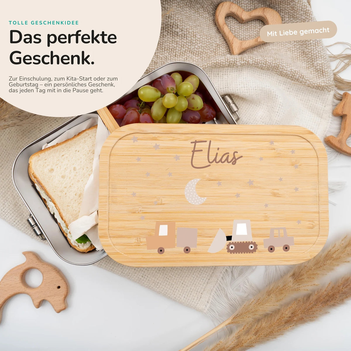 Brotdose Kinder personalisiert - Baustelle