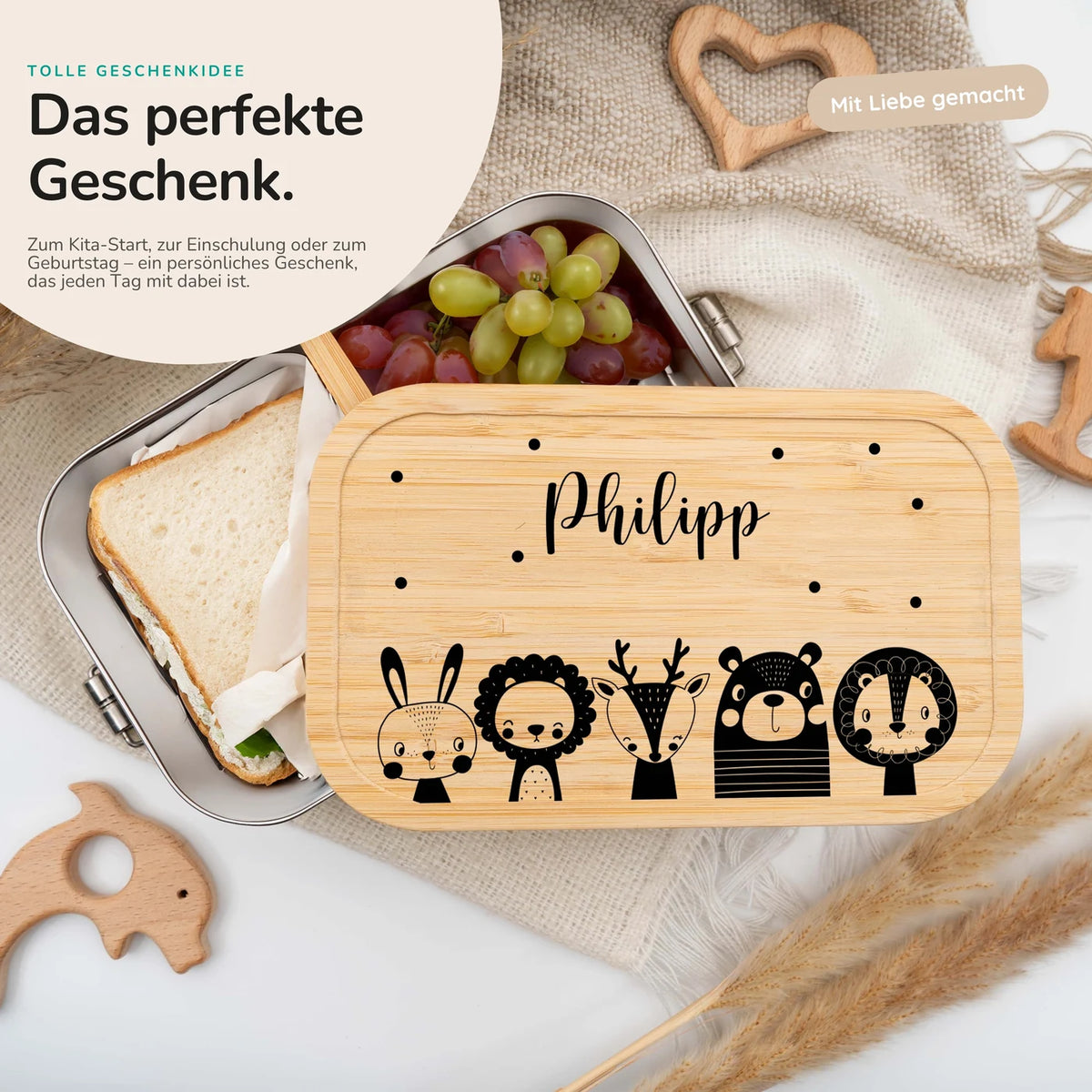 Brotdose personalsiert Tierfamilie