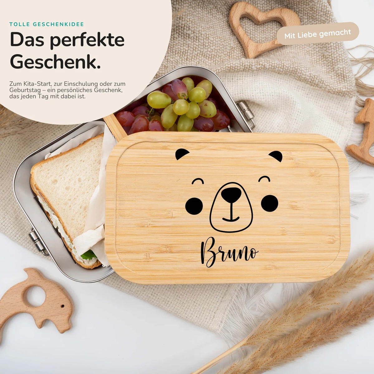 Brotdose personalisiert Bärengesicht