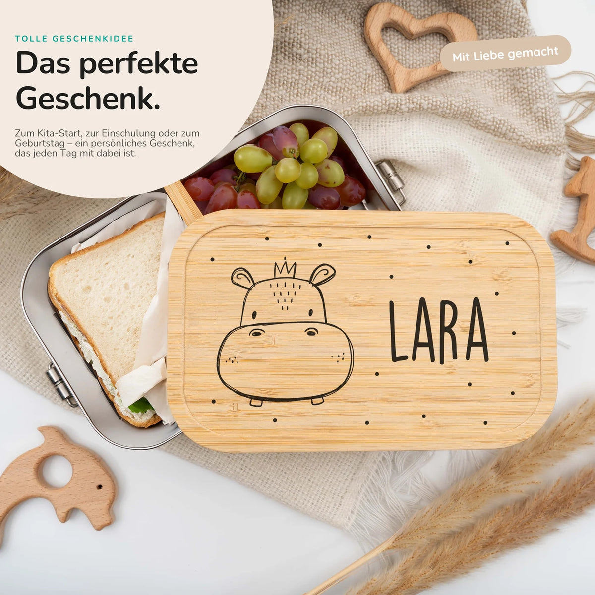 Brotdose personalisiert Nilpferd Gesicht