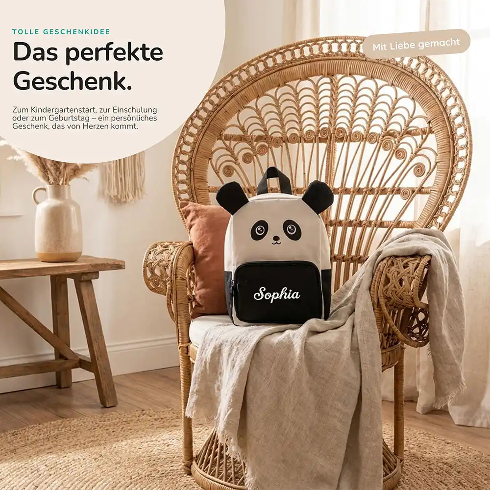 Personalisierter Kinderrucksack Panda, personalisierte Geschenkidee für Kinder