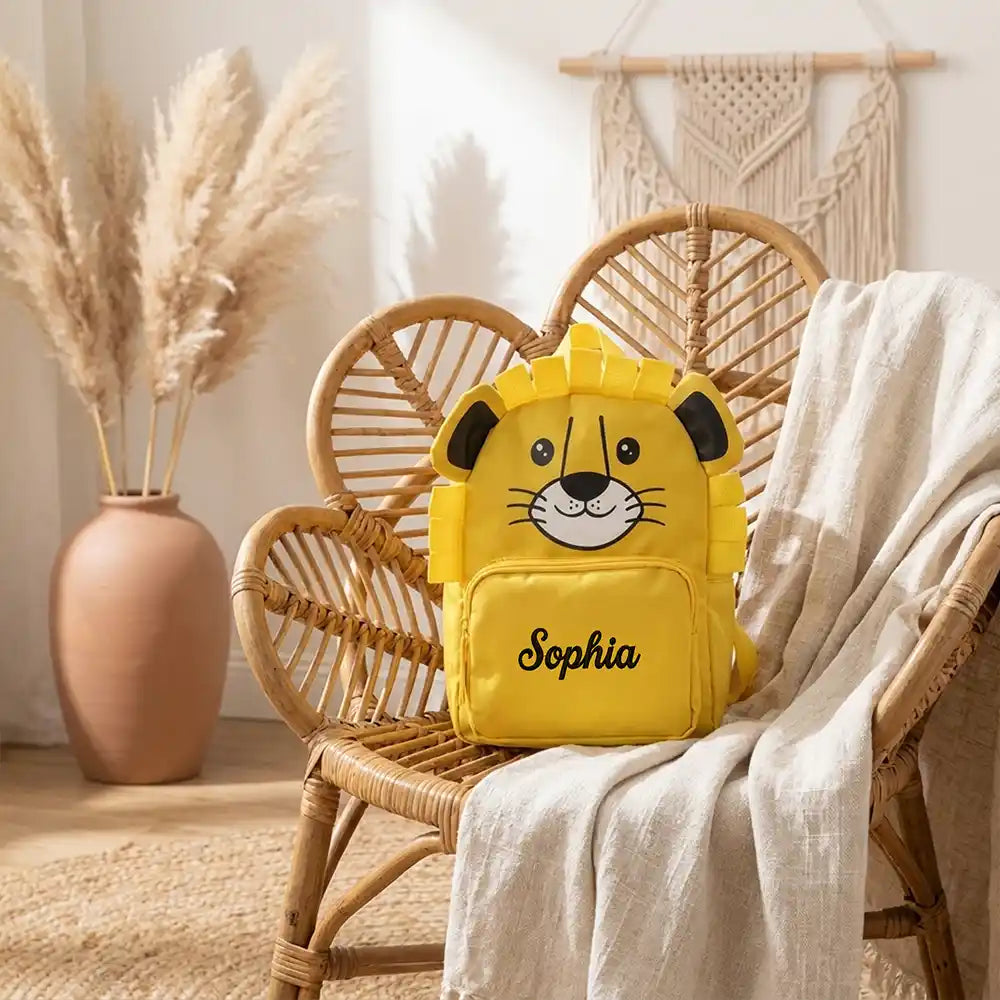 Personalisierter Kinderrucksack Löwe, personalisierte Geschenkidee für Kinder