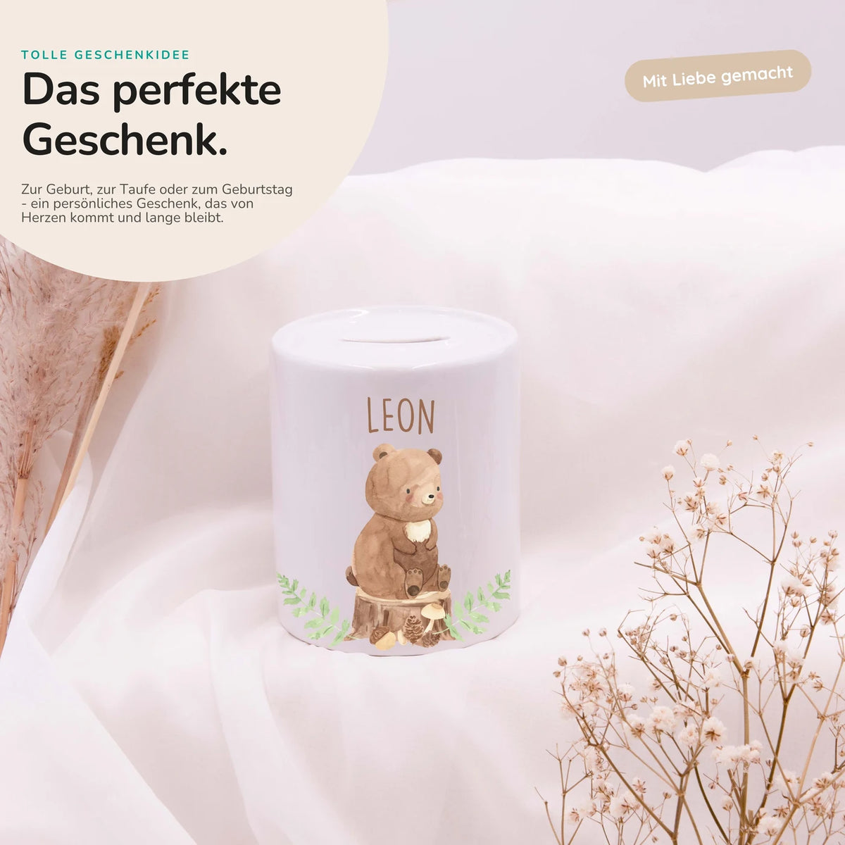 Spardose Kinder aus Keramik - Bär Waldtiere