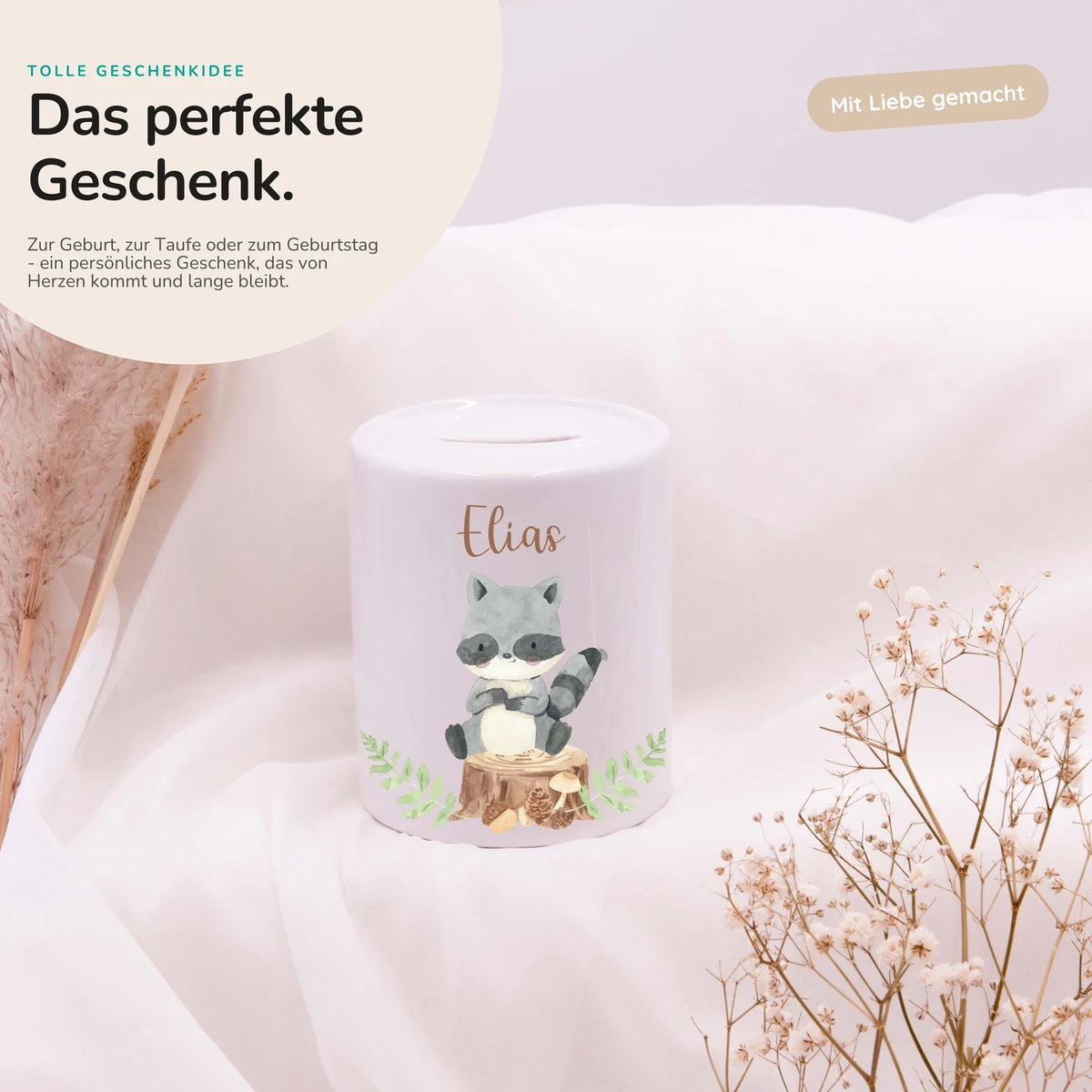 Spardose Kinder aus Keramik - Waschbär