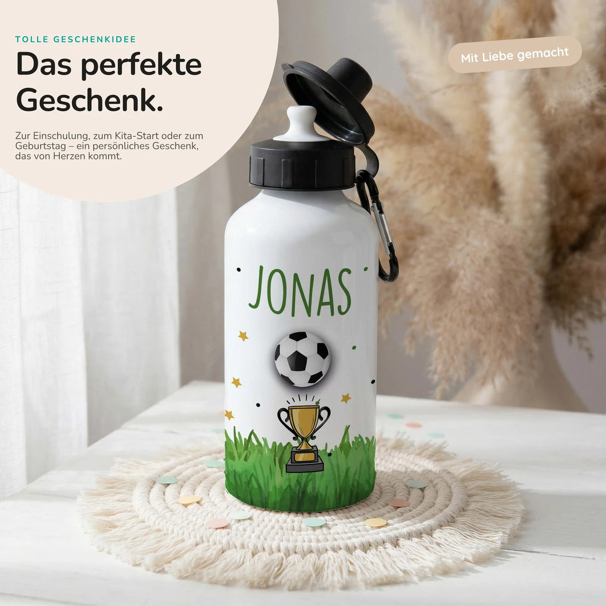 Personalisierte Trinkflasche Kinder – Fußball Pokal