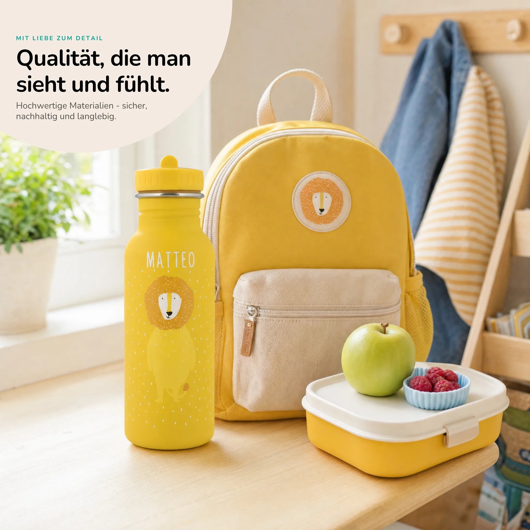 Trixie Trinkflasche Kinder Löwe, robuster Edelstahl mit Namensgravur