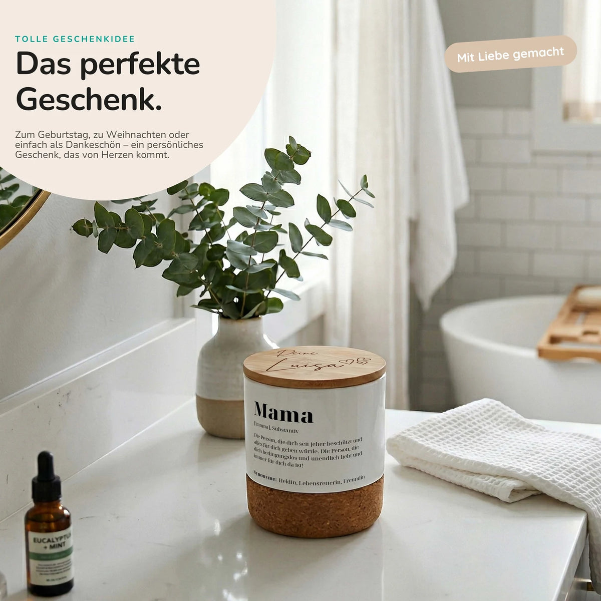 Duftkerze Vanille Keramik – Mama Definition mit Wunschname