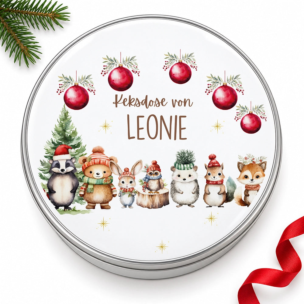 Keksdose aus Metall personalisiert - Schneeflöckchen