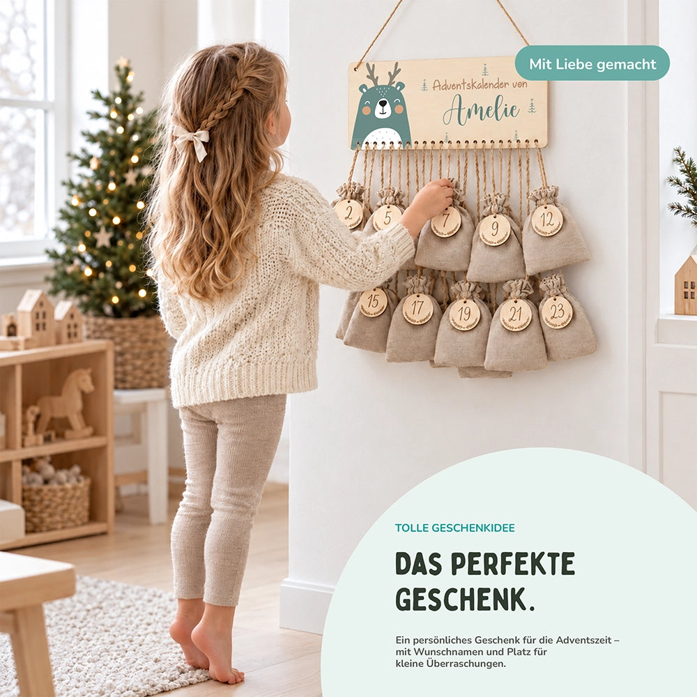 Personalisierbarer Adventskalender farbig - Rentier