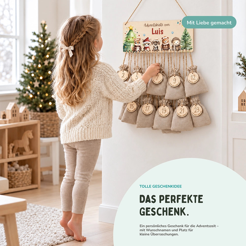 Personalisierter Adventskalender niedliche Waldtiere