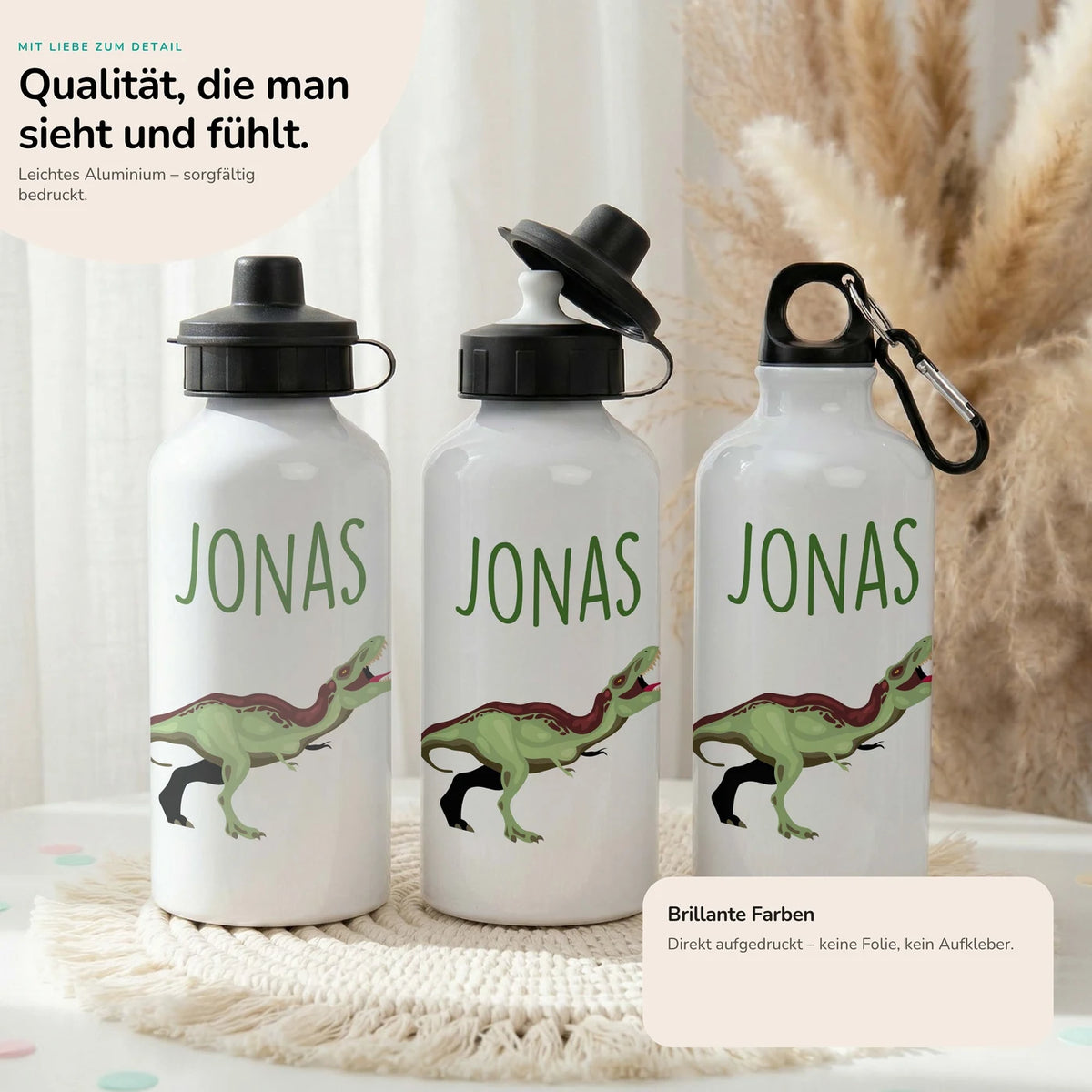 Personalisierte Trinkflasche Kinder – Dino T-Rex