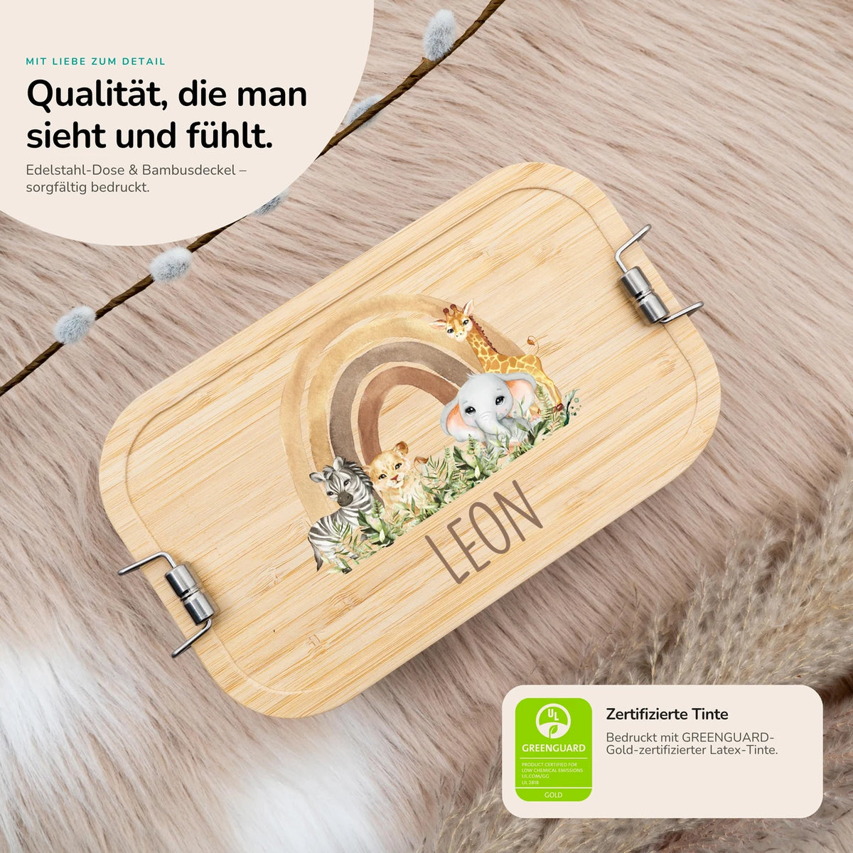 Brotdose Kinder personalisiert - Rainbow Animals