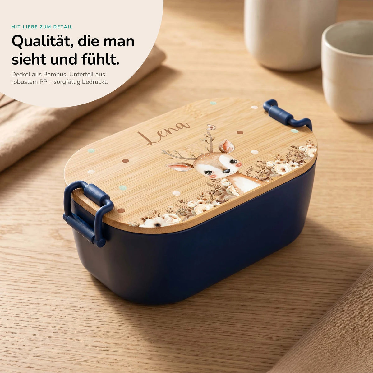 Brotdose Kinder personalisiert, Rehkitz Boho