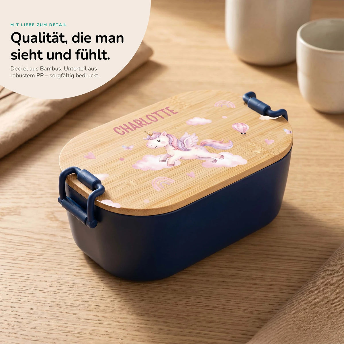 Brotdose Kinder personalisiert, Einhorn Wolken