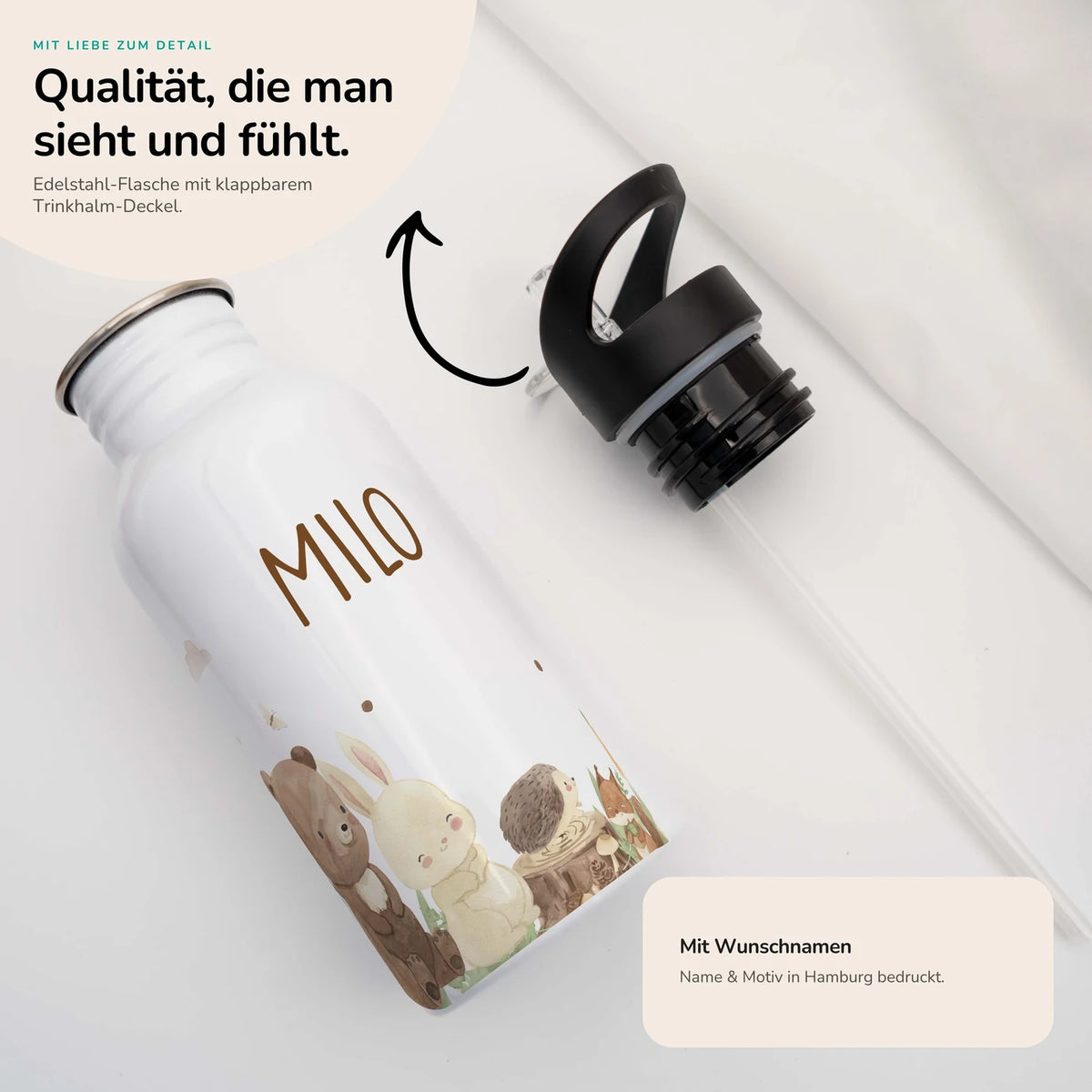 Trinkflasche Kinder Edelstahl - niedliche Motive