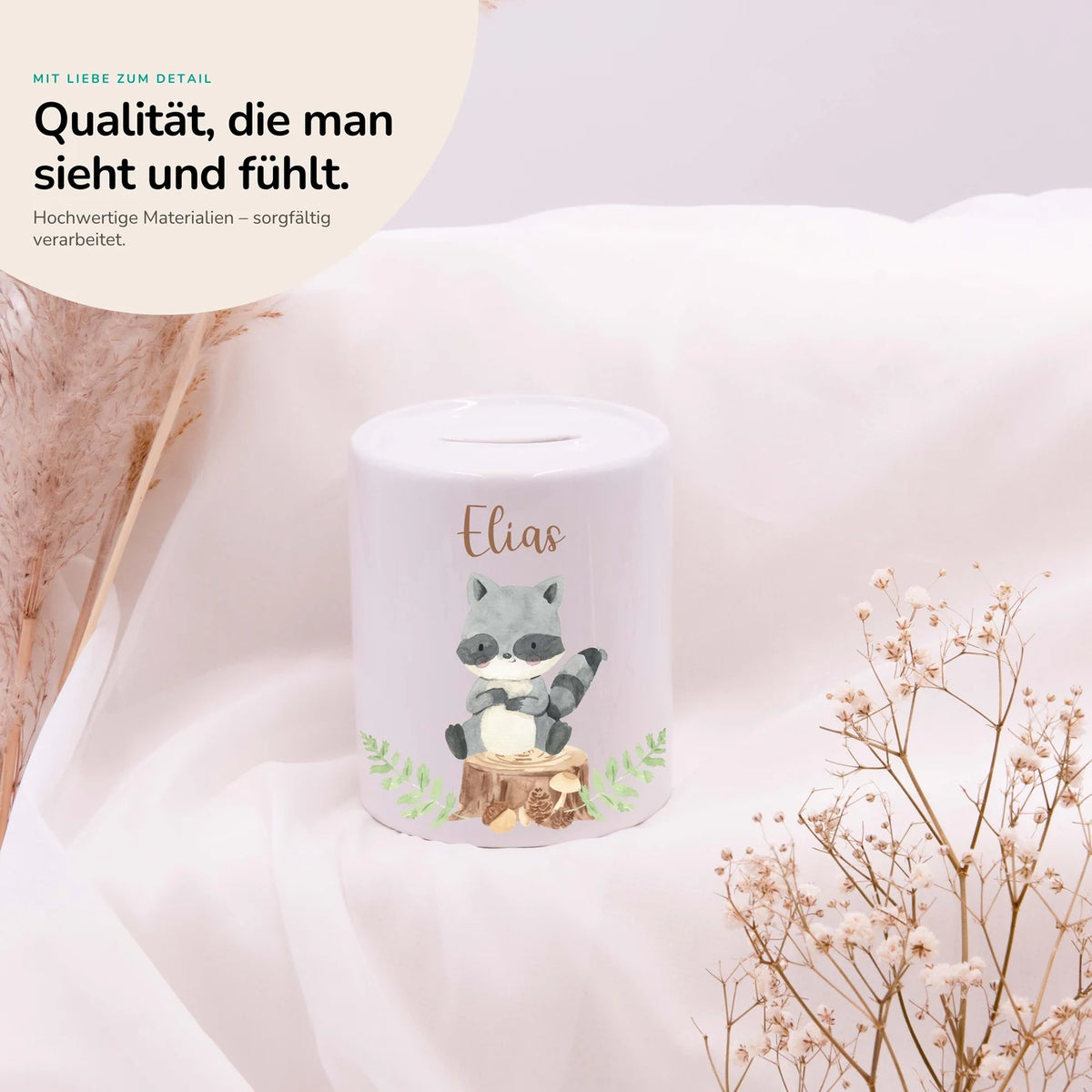 Spardose Kinder aus Keramik - Waschbär