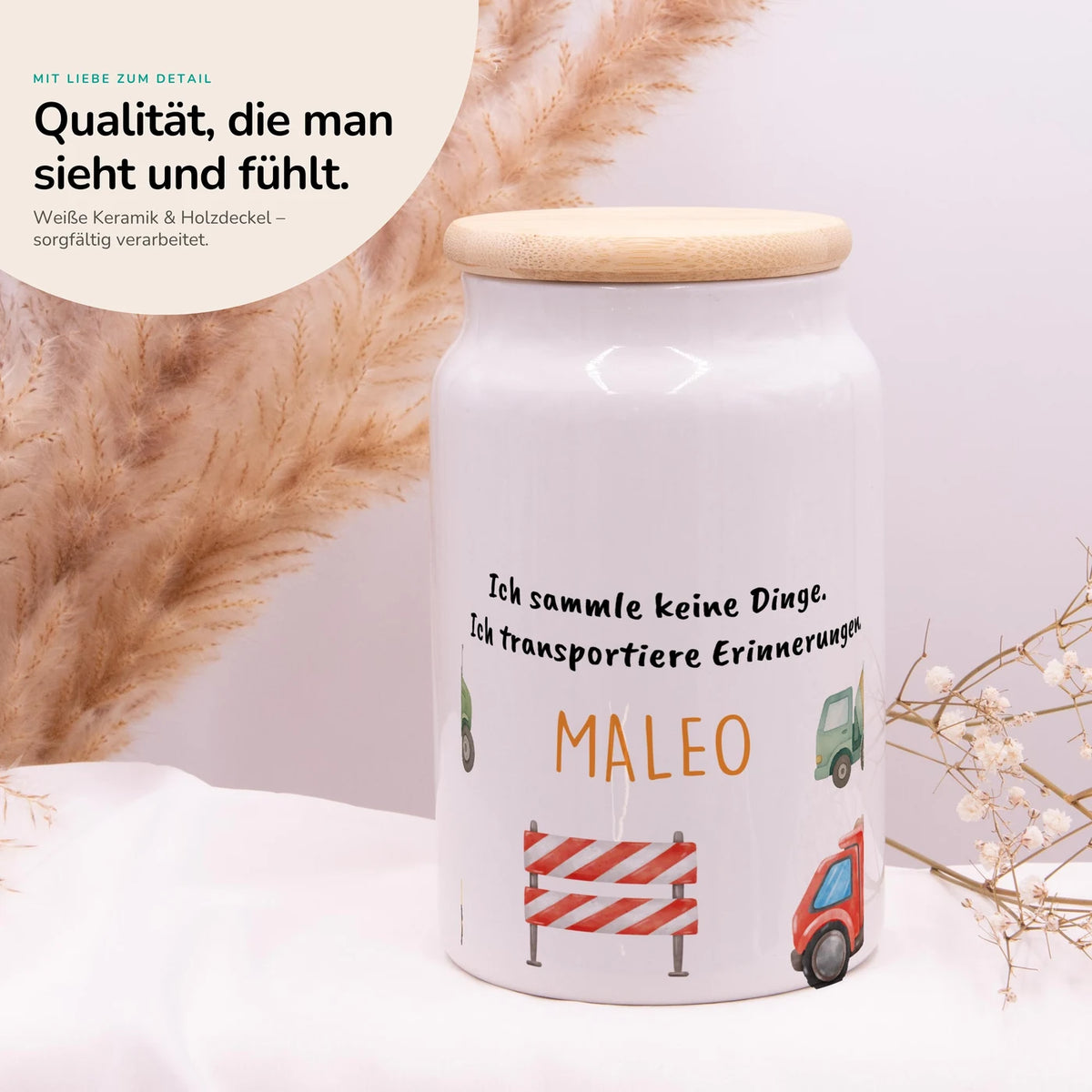 Personalisierbare Keksdose mit Name - Baustelle