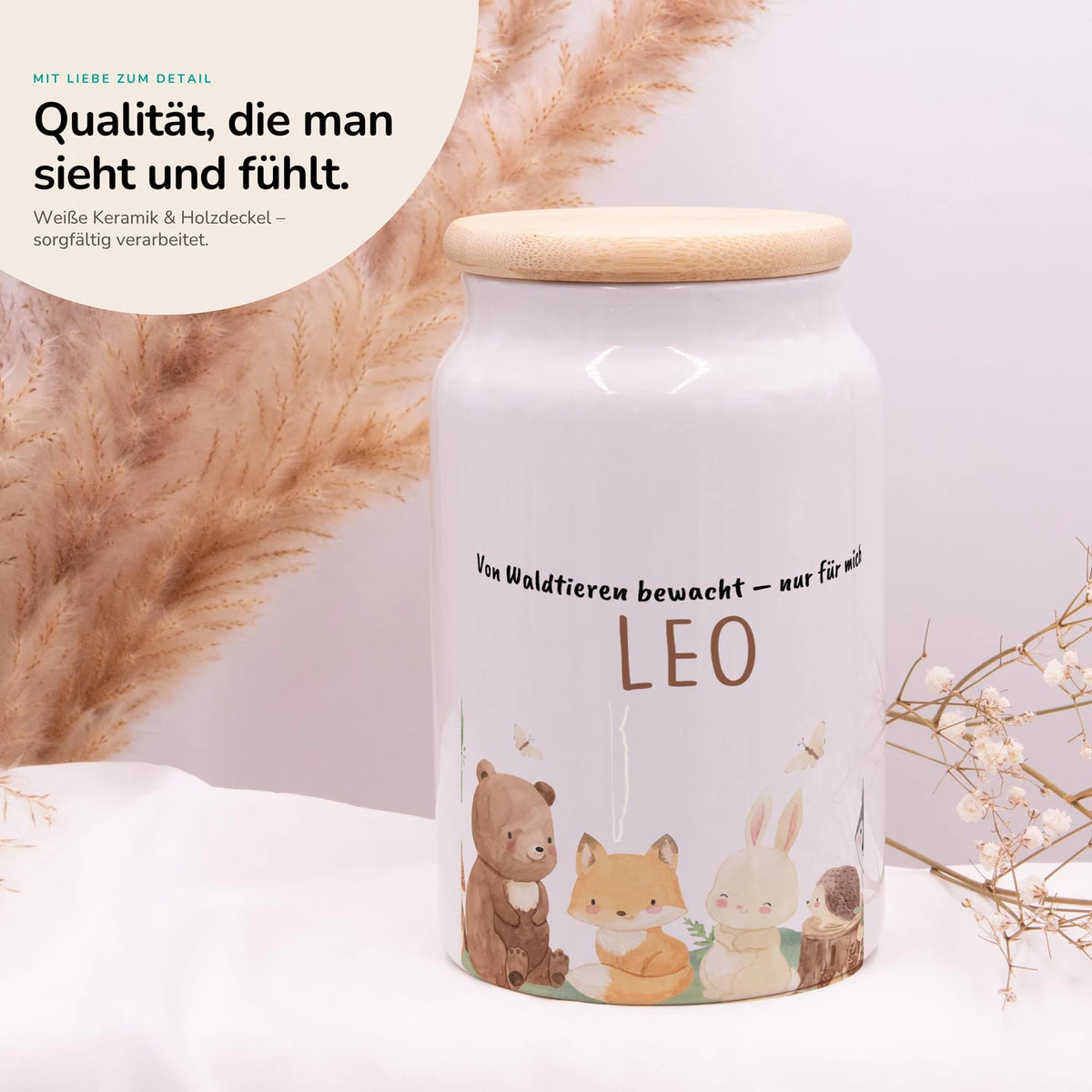Personalisierbare Keksdose mit Name - Niedlicche Waldtiere