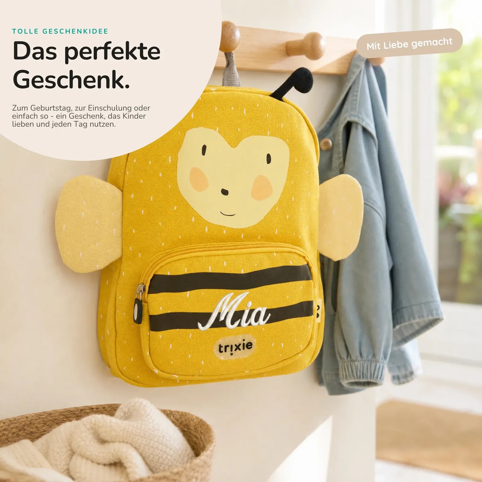 Trixie Kindergartenrucksack Biene, zwei Größen Klein und Groß