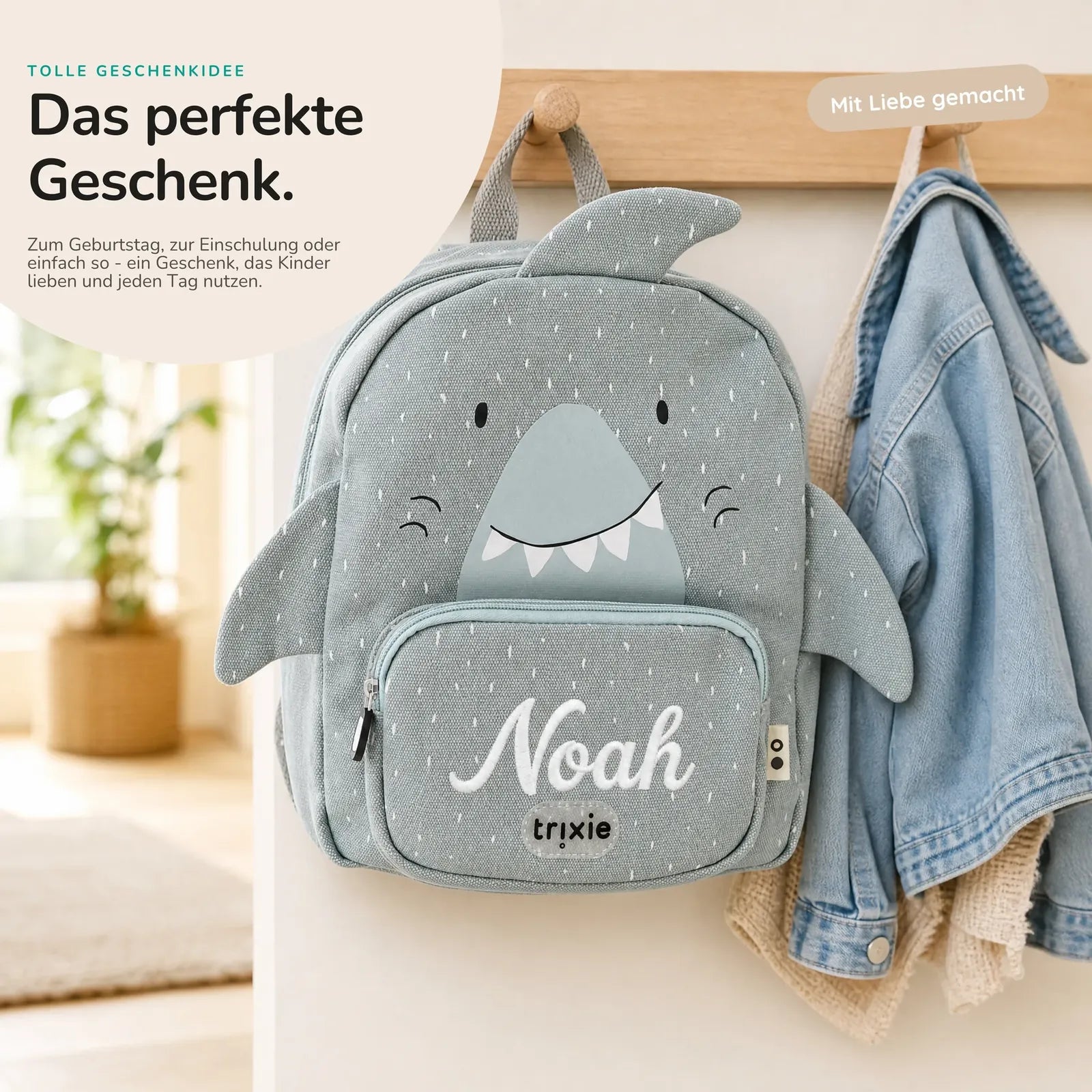 Trixie Kindergartenrucksack Hai, zwei Größen Klein und Groß