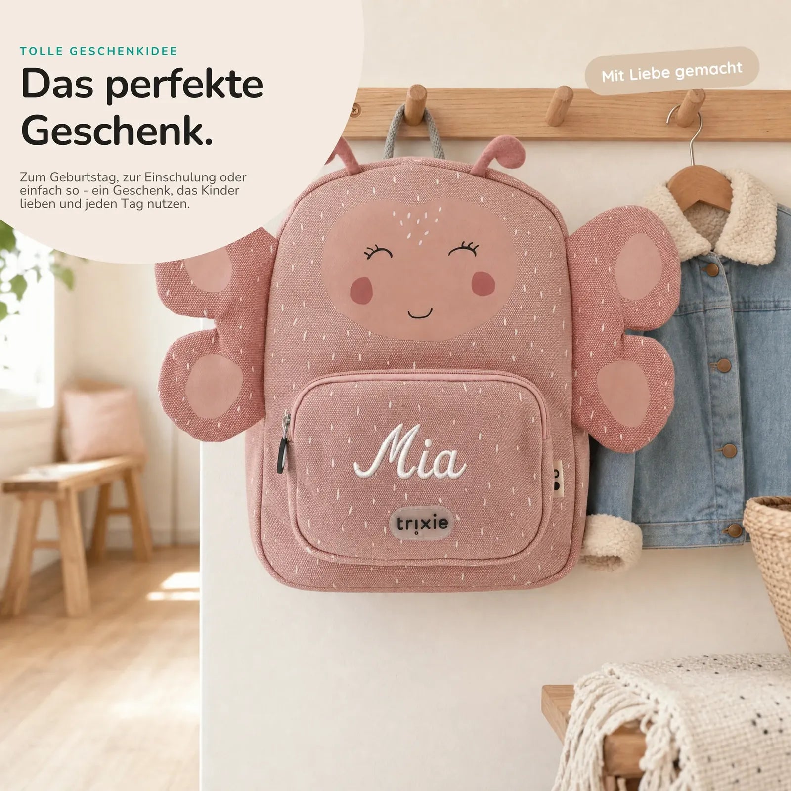Trixie Kindergartenrucksack Schmetterling, zwei Größen Klein und Groß