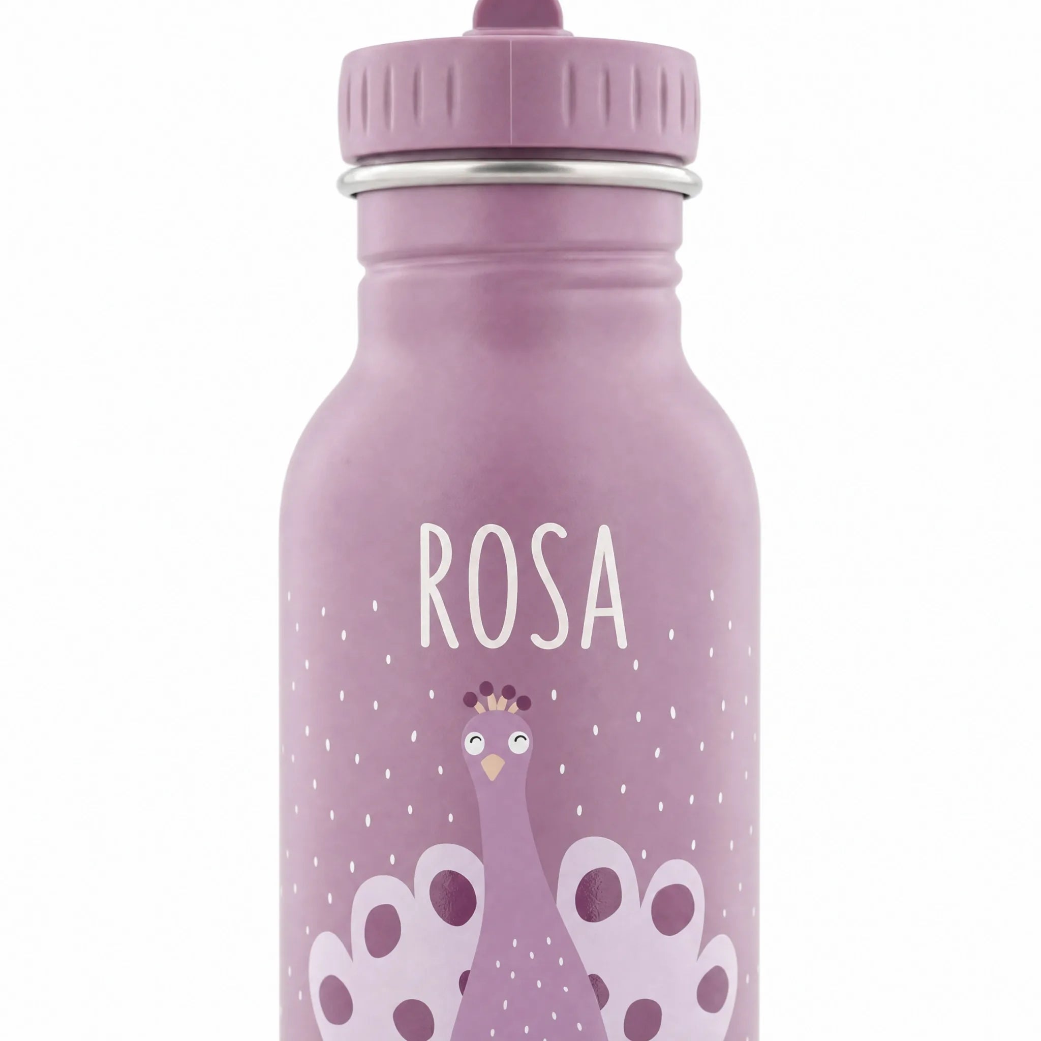 Trixie Trinkflasche Kinder Pfau, für Kita und Schule, mit Wunschname