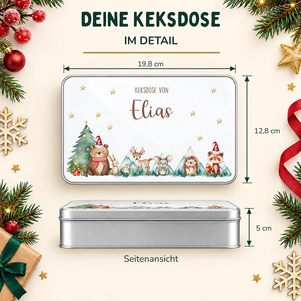 Keksdose aus Metall personalisiert - Kekszauber mit Waldfreunden