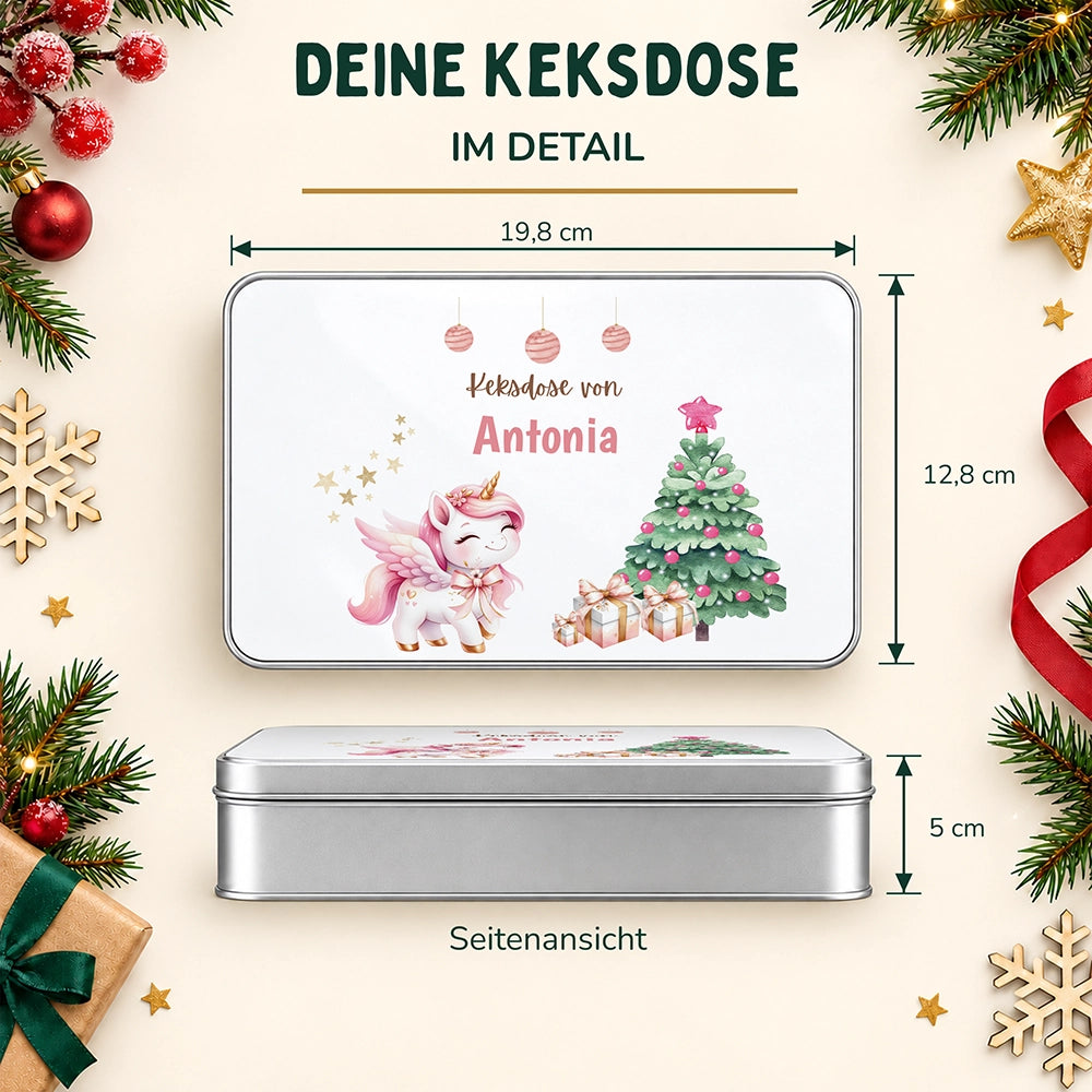 Keksdose aus Metall personalisiert - Einhorn