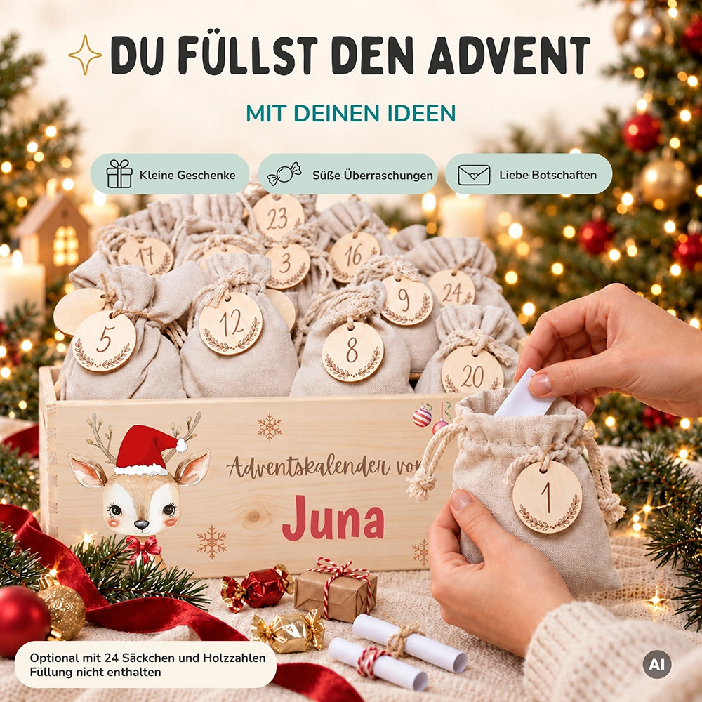 Personalisierter Adventskalender zum Befüllen - Baby Reh