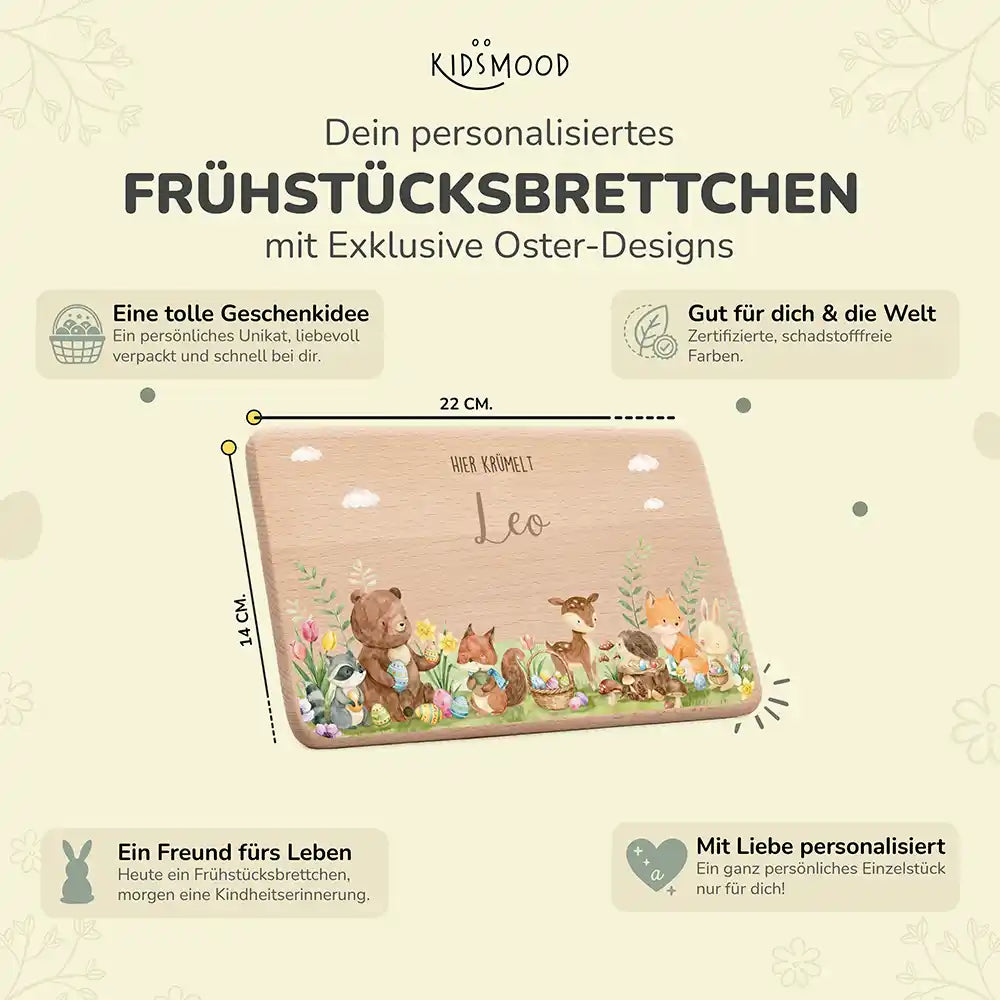 Frühstücksbrettchen Ostern - Niedliche Waldtiere