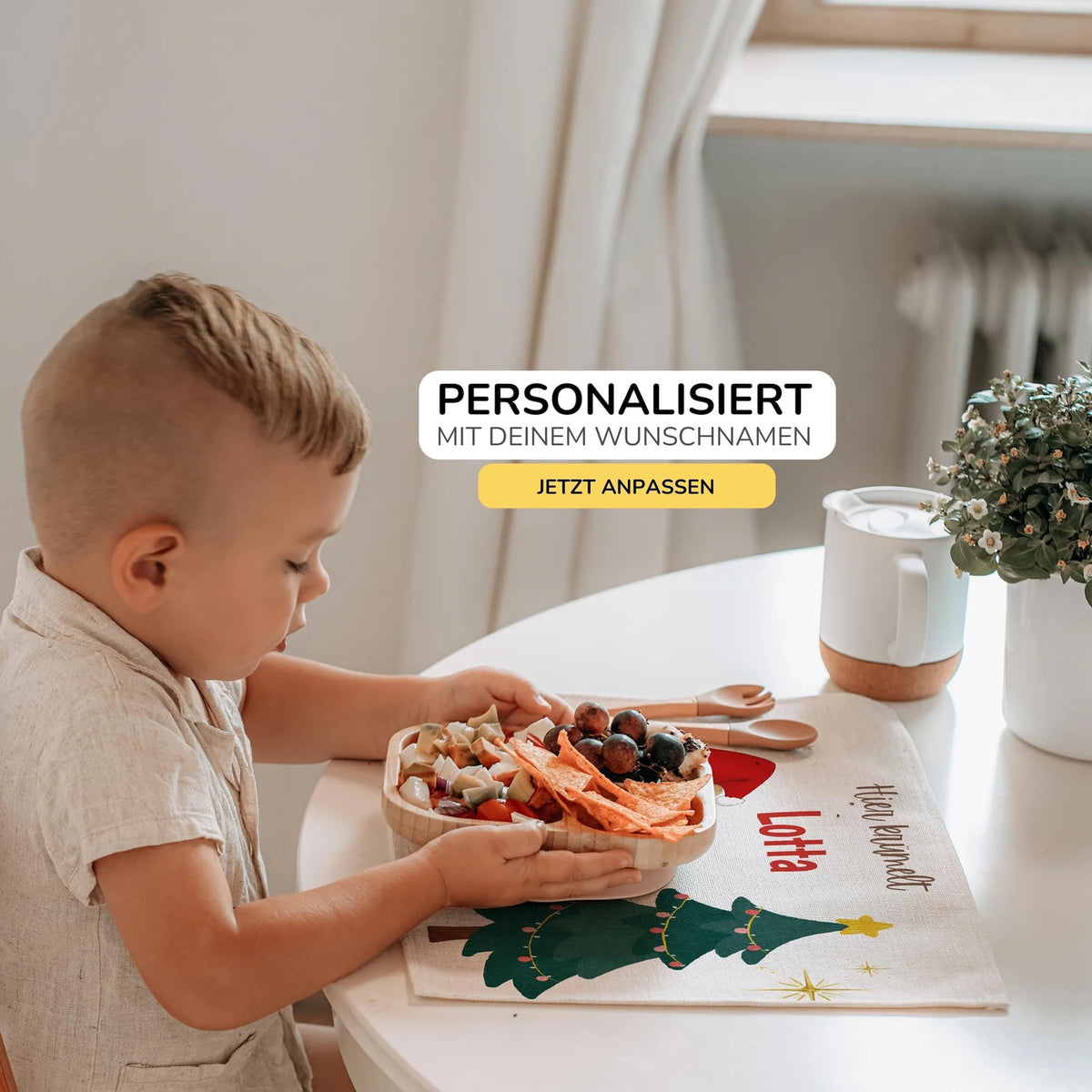 Tischset Kinder personalisiert Weihnachtsmotiv - Süßer Bär